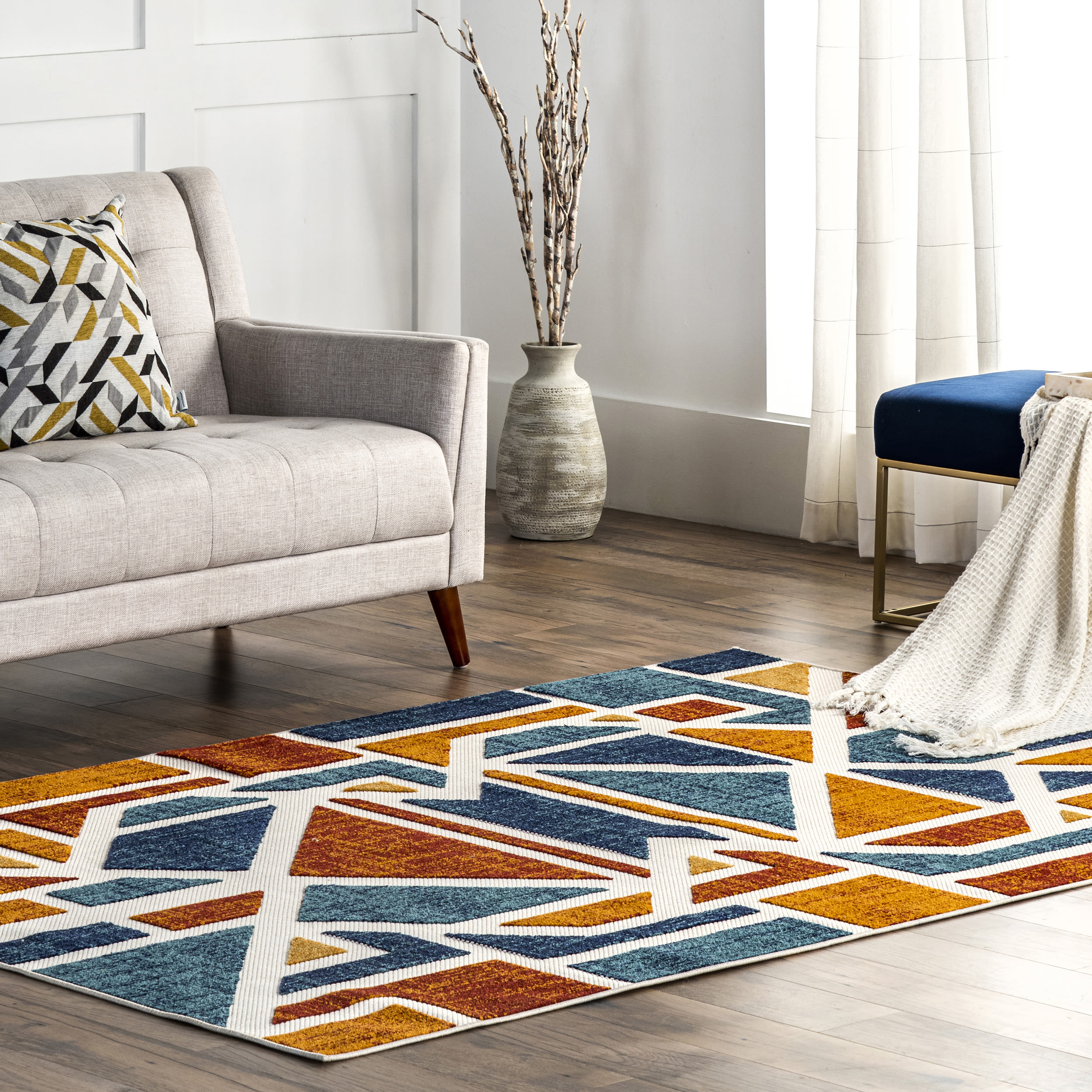 nuLOOM MLCL15A-508 Alexia 5 x 8 (ft) Loomed Polypropylene Rust Rectangular Indoor/Outdoor Abstract Bohemian/Eclectic Vacuum regularly Area rug