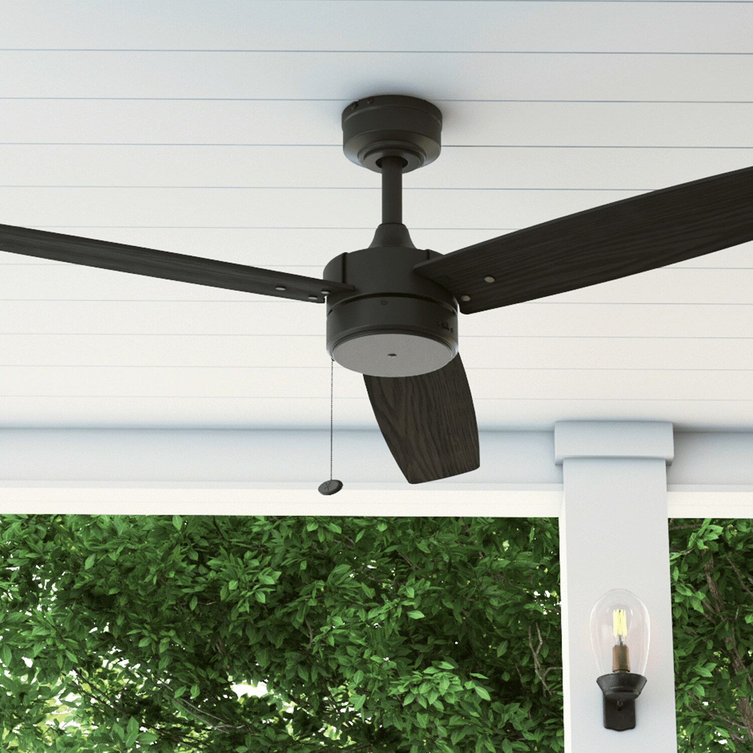 Journal Matte Black 52-Inch Ceiling Fan with Reversible Ebony and Teak Blades