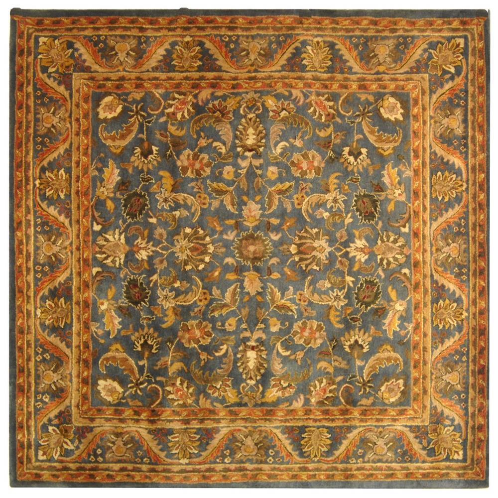 Safavieh AT52C-6SQ Antiquity Rudbar 6 x 6 (ft) Tufted Wool Blue/Gold Square Indoor Floral/Botanical Vintage Area rug