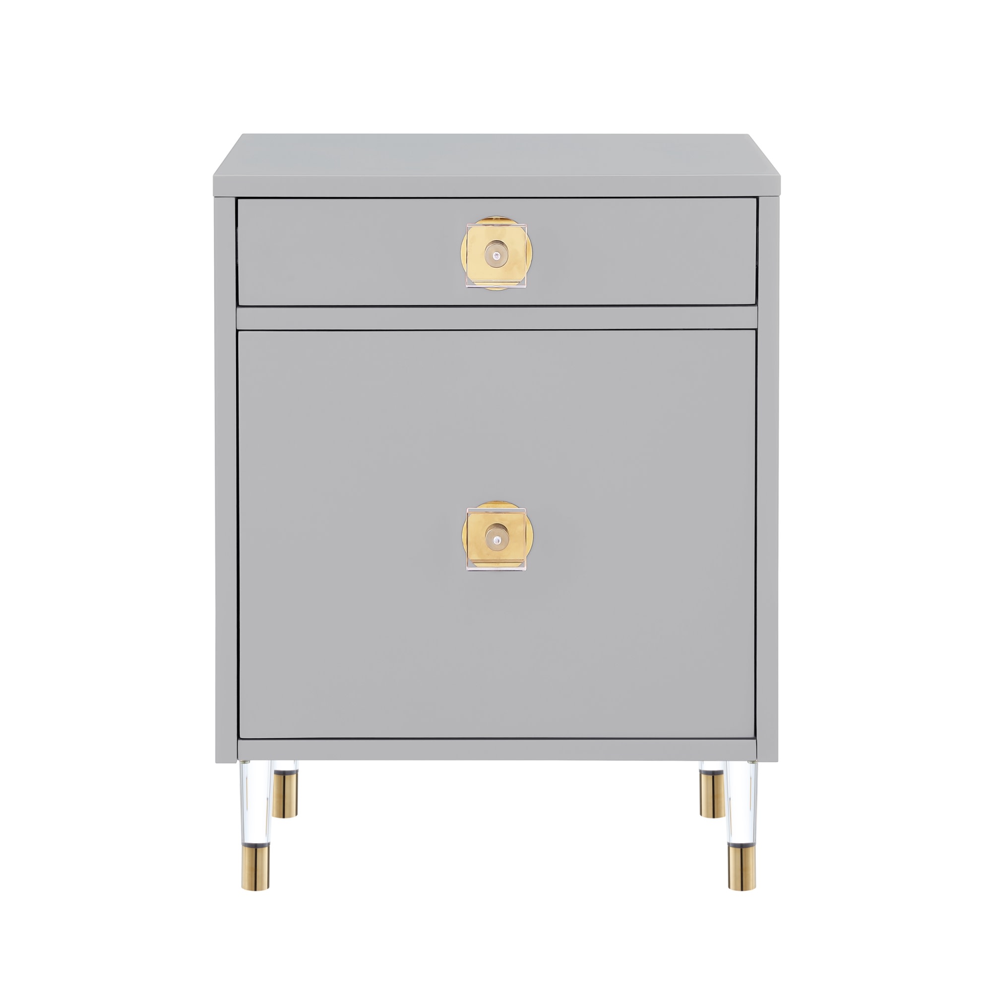 Nicole Miller NST153-09LG-LS Margussi 18.8-in W x 25.5-in H Light Grey Wood veneer Rectangular Modern End Table with Storage Assembly Required