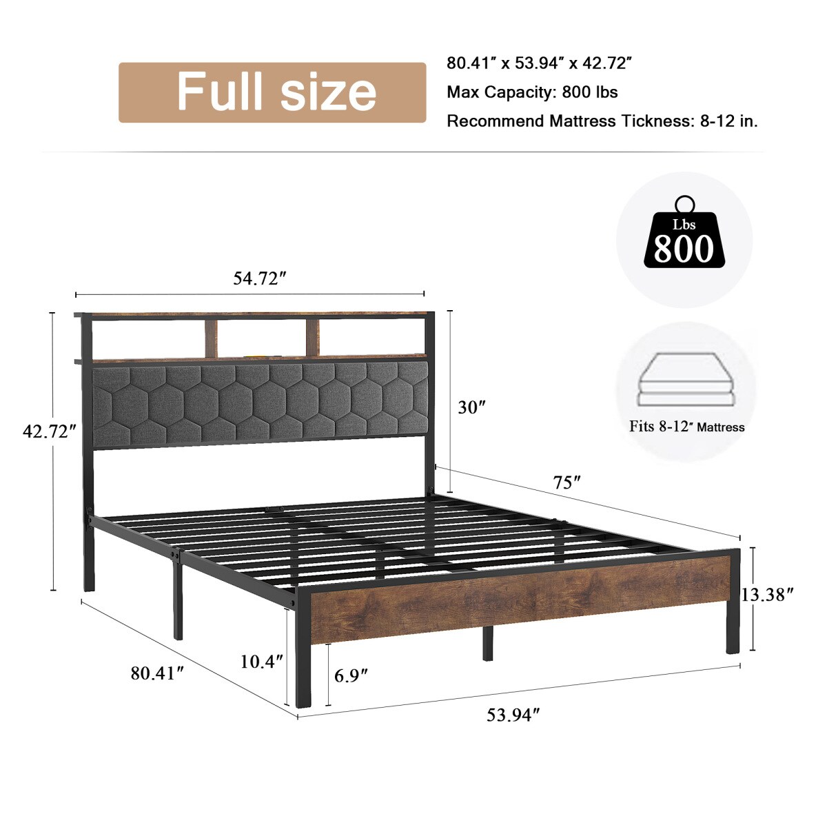 CHITA Full Size Modern Fabric Upholstered Platform Bed with Storage ...