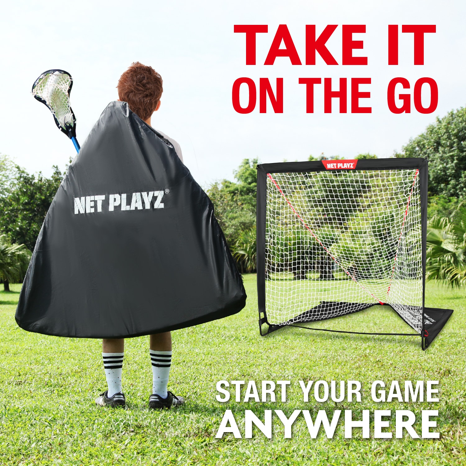 NET PLAYZ Kids Portable Backyard Lacrosse Goal - Easy Setup ...