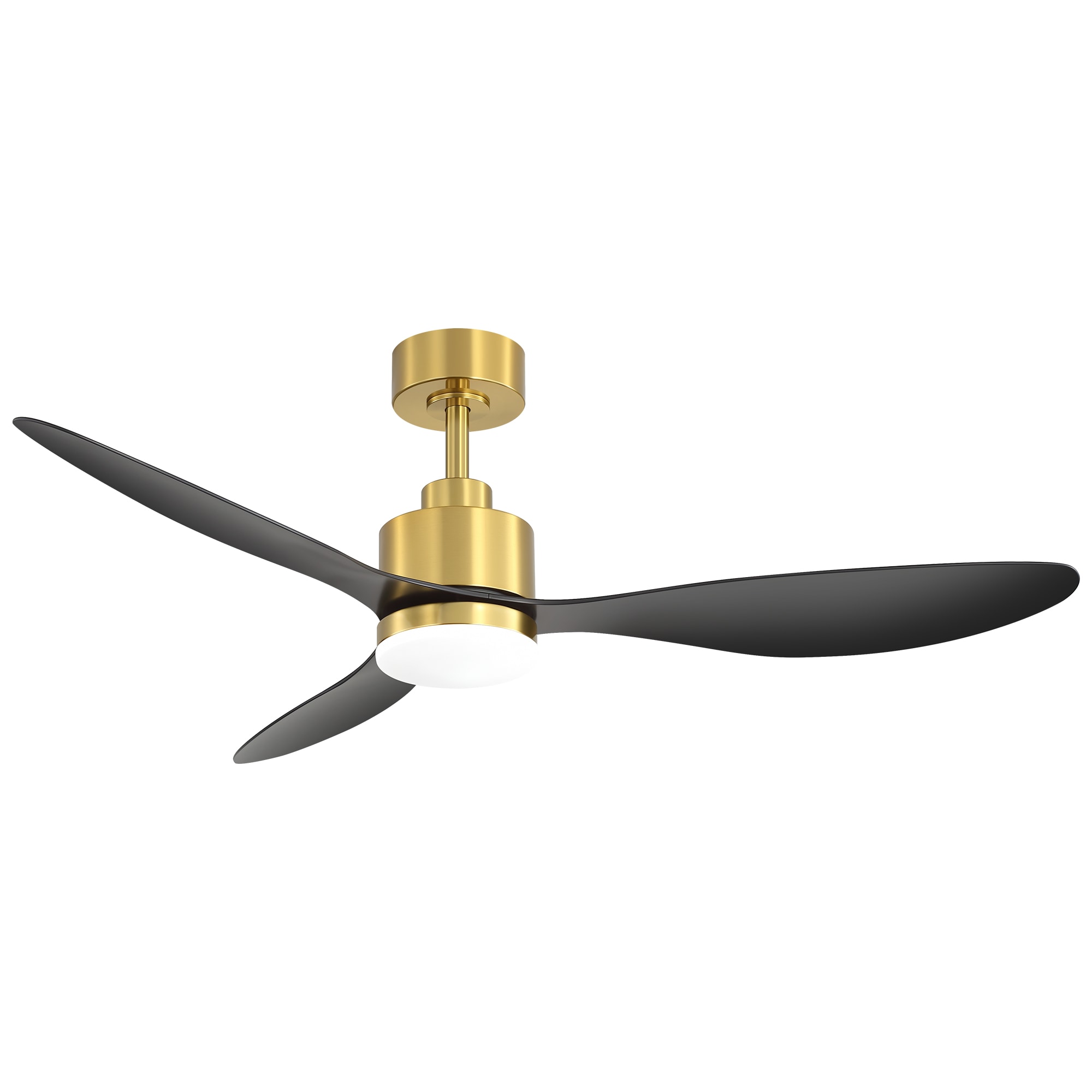 Airsurfer 52 Inch Black with Gold ABS Blades LED Indoor Downrod Mount Reversible DC Motor Modern Ceiling Fan with Light and Remote Control Included ( 3-Blades)