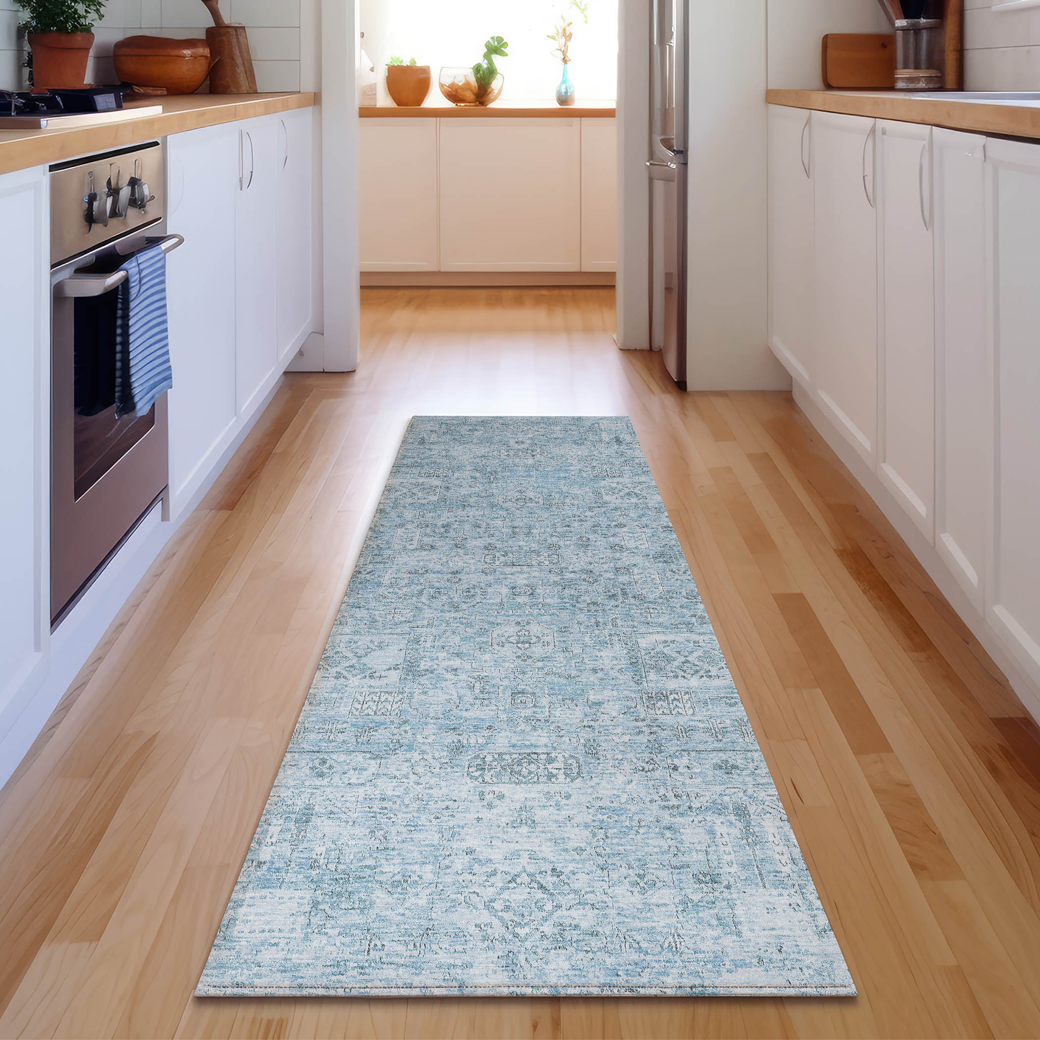 Addison Rugs AMF611SK2X8 Mayfield AMF611SK 2 x 7 (ft) Loomed Polyester Sky Rectangular Indoor Geometric Machine washable Area rug