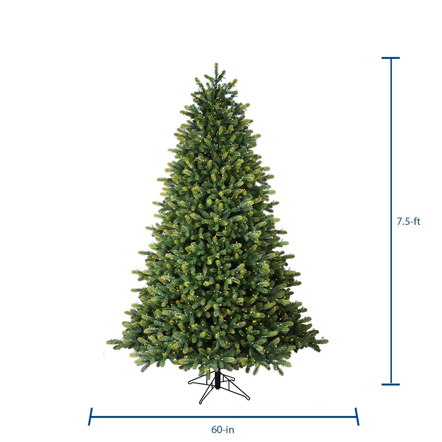 GE 7.5-ft Hampton Spruce Pre-lit Traditional Artificial Christmas Tree ...