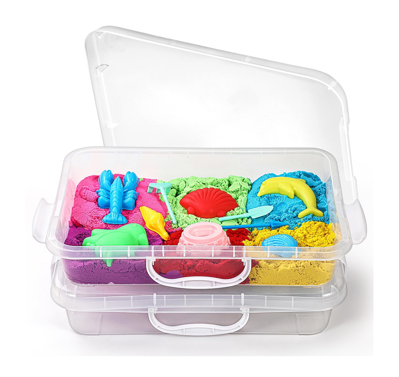 Misopily 2 Pack 13 x 8.5 x 3 Inch Sand Tray Sensory Bin with Lid
