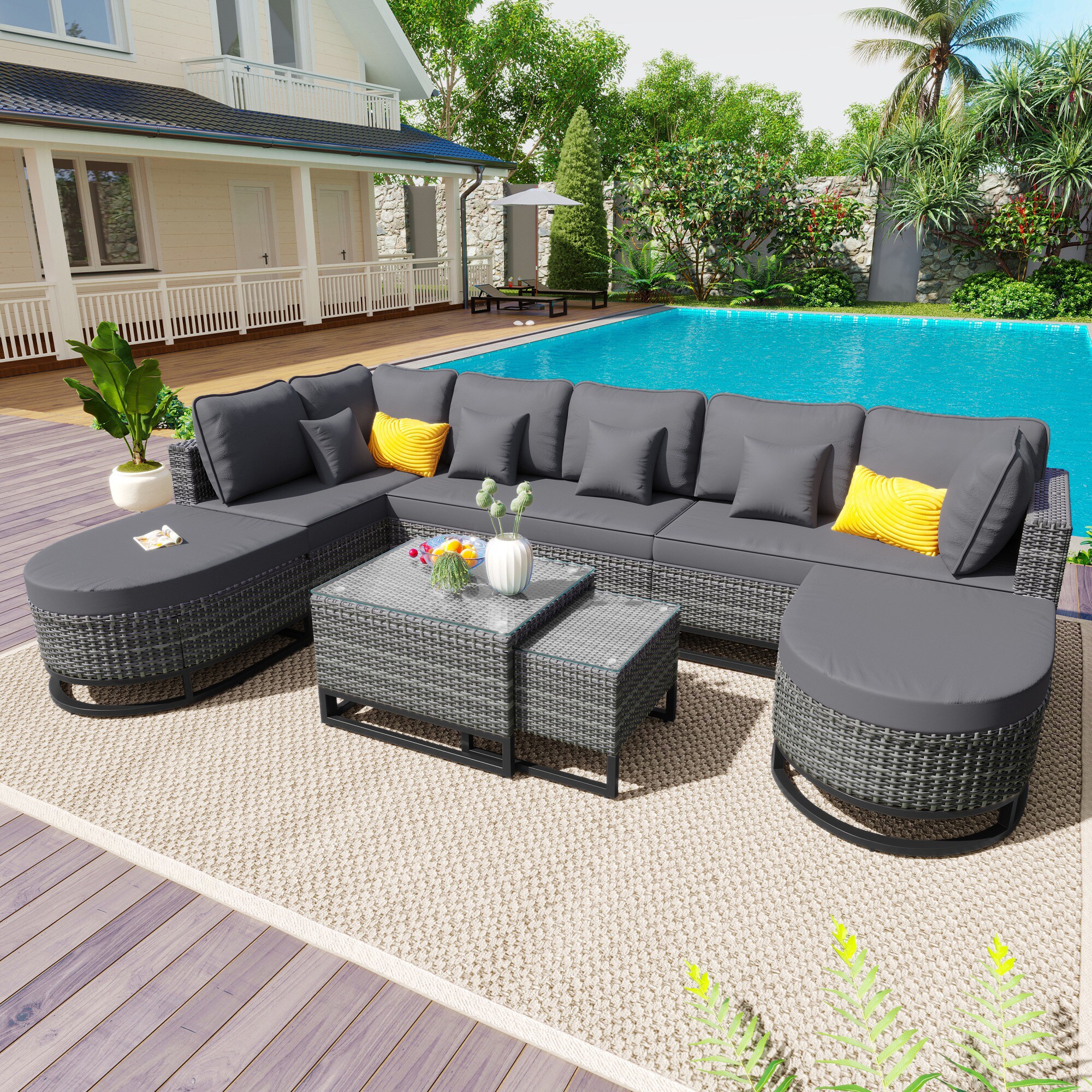 SINOFURN SYA020125GY Patio-Sofas-Daybeds - View #2