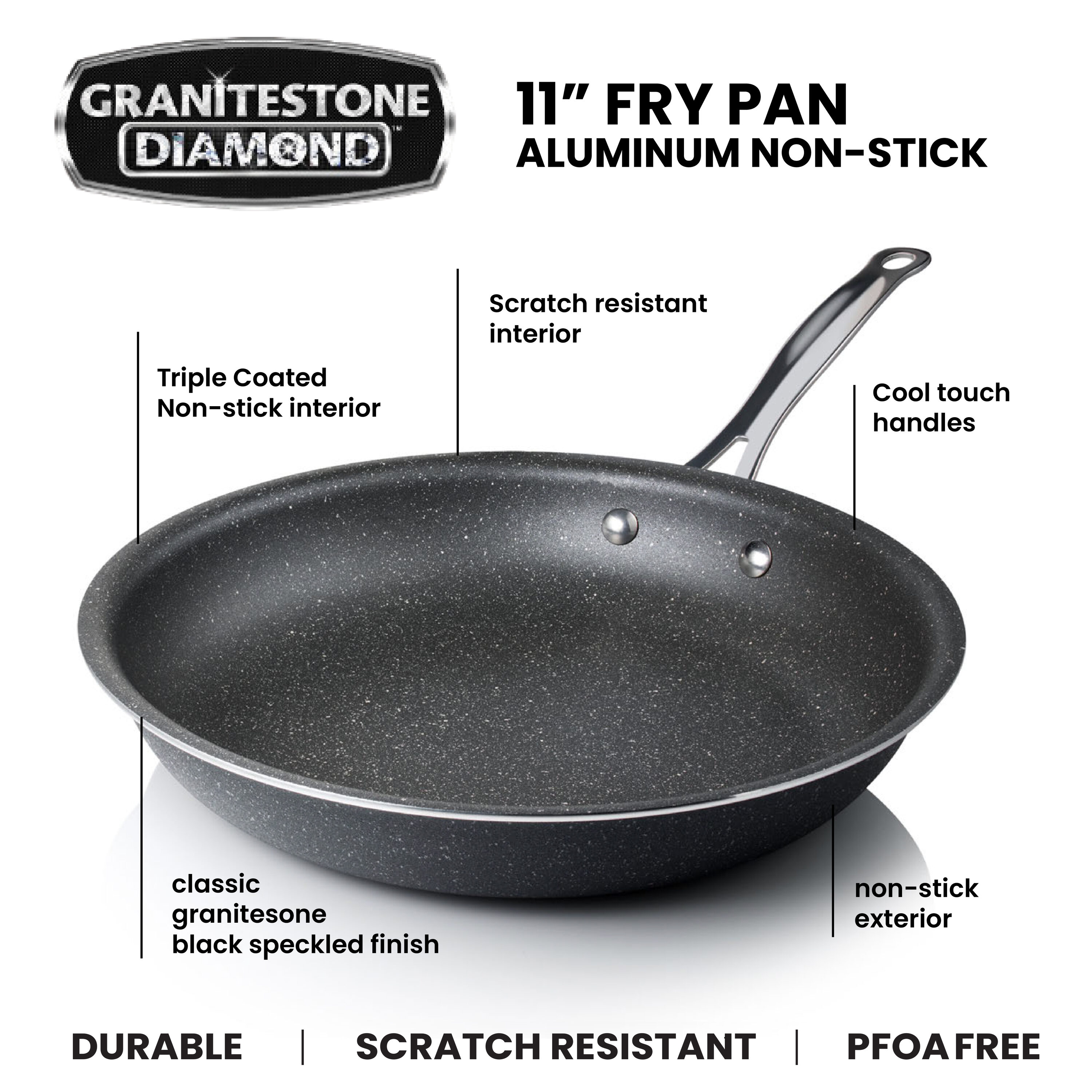Granitestone 14 Inch Frying Pan with Lid, Large Non Stick Skillet for  Cooking, Frying Pans Nonstick, Ultra Durable Mineral and Diamond Coating,  Family