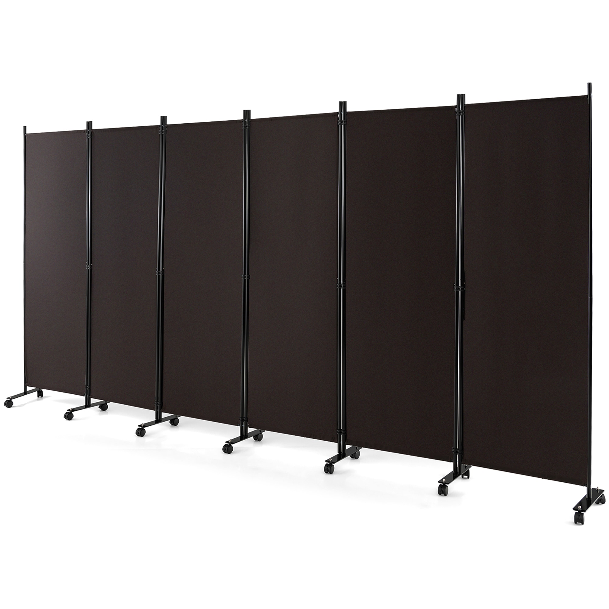 Goplus LWS00396 6 -Panel Brown Fabric Folding Contemporary/Modern Style Room Divider