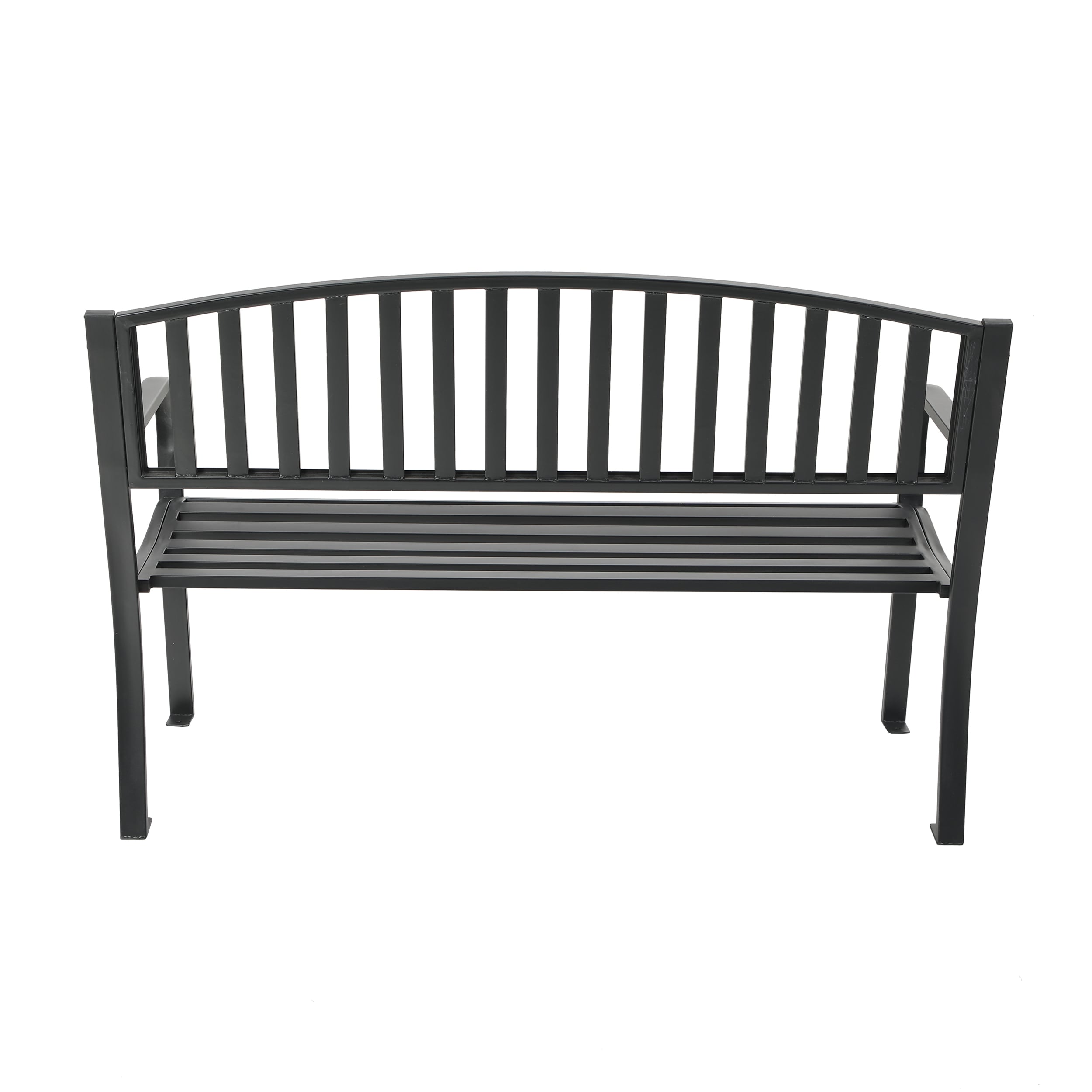 Outsunny Metal Garden Bench Black Outdoor Bench For People Park Style Patio Seating Decor With