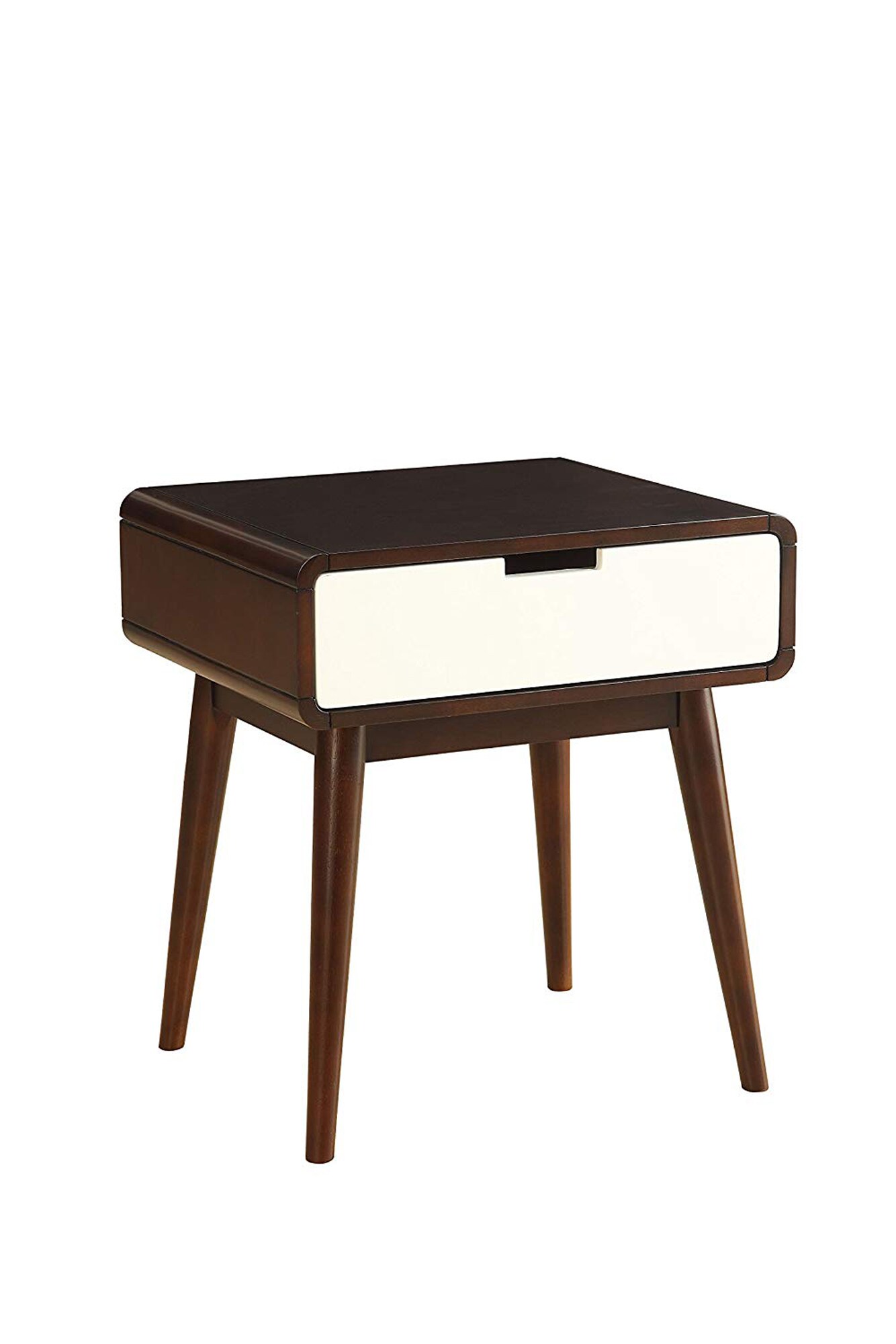 Benzara BM154586 18-in W x 23-in H Brown and White Wood Modern End Table Assembly Required