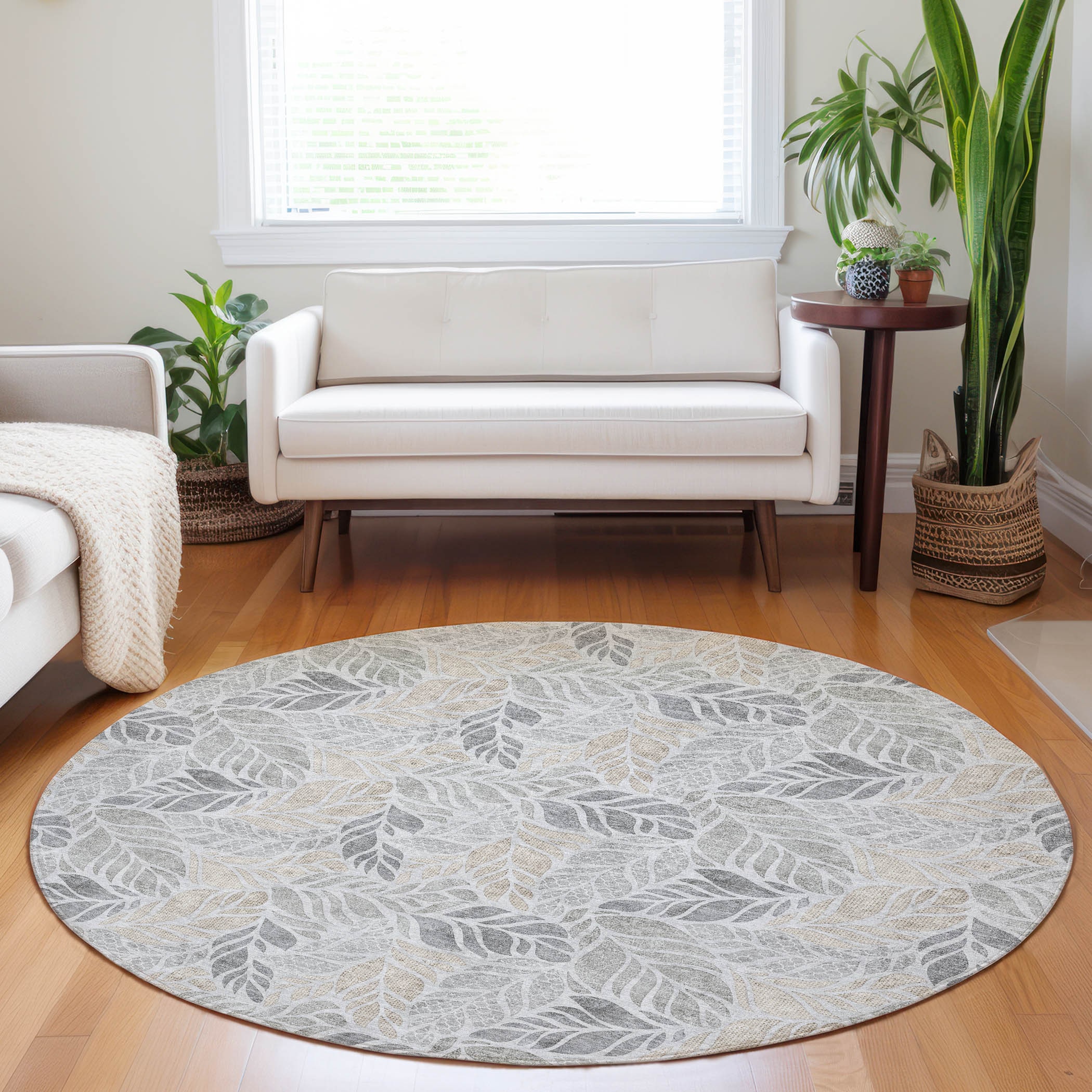 Addison Rugs AMF198FG8RO Mayfield AMF198FG 8 x 8 (ft) Loomed Polyester Fog Round Indoor Geometric Machine washable Area rug
