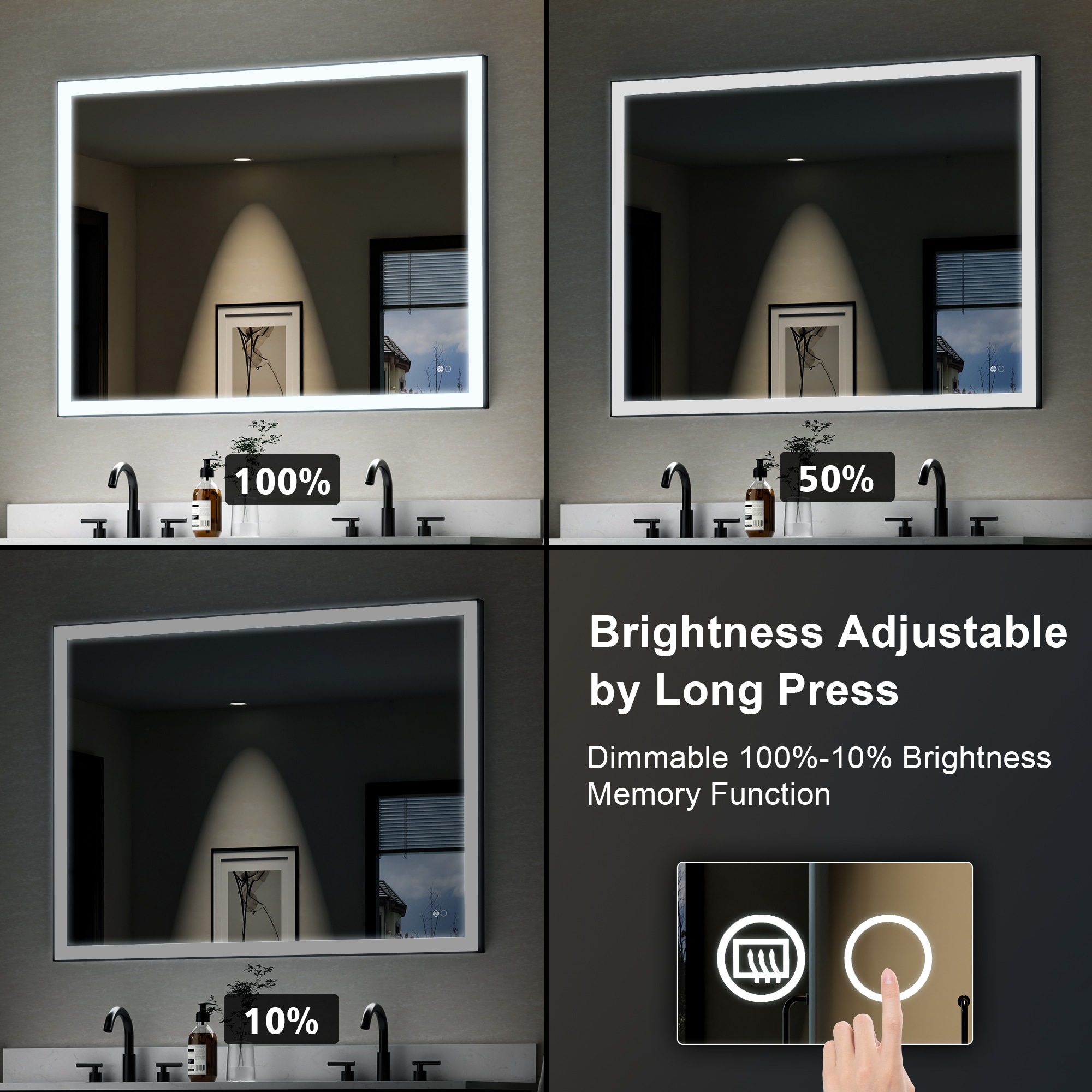 WELLFOR W5FM4836MB Framed-Bath-Mirrors - View #6