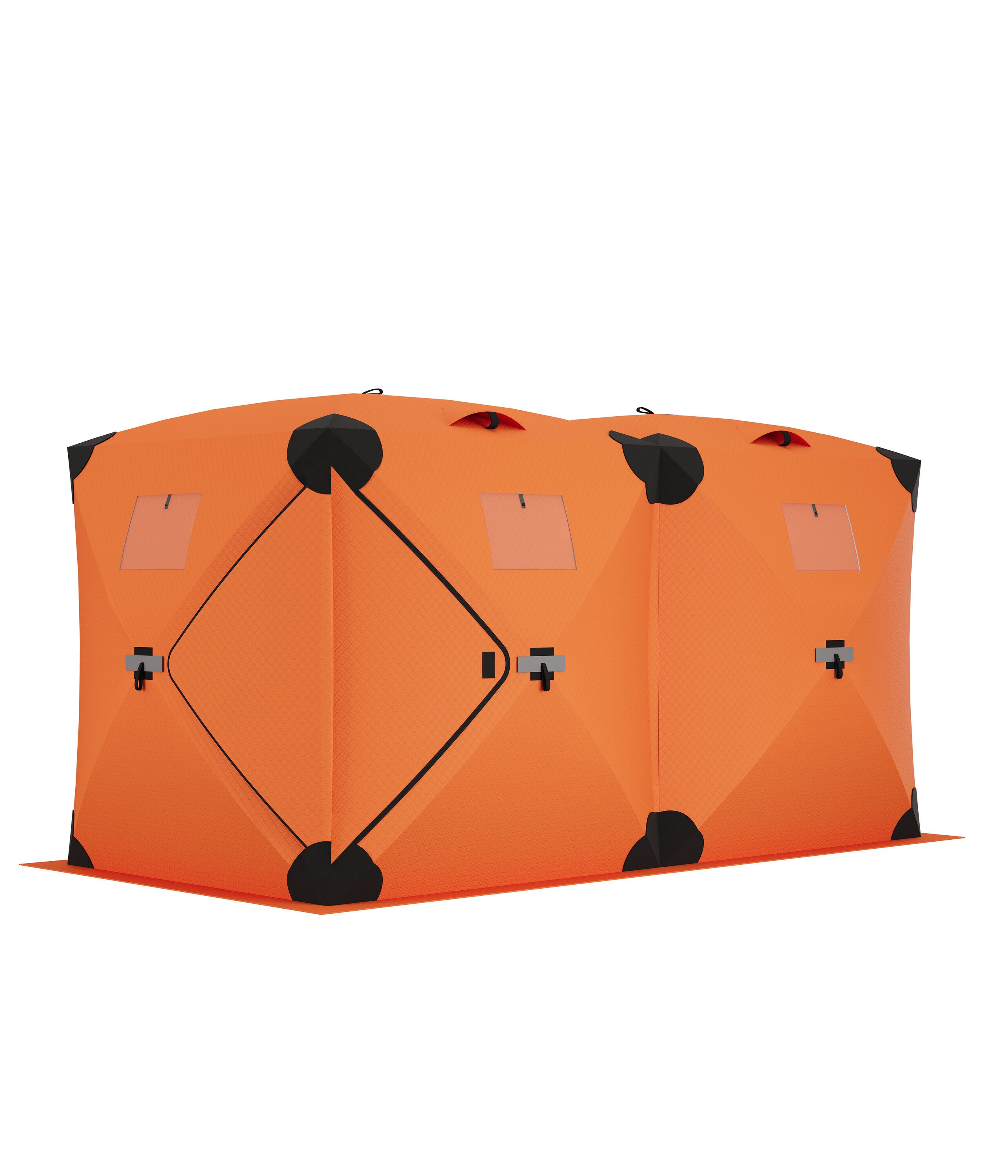 IdealHouse Insulated Pop-Up Ice Fishing Tent - Portable Winter Shelter for 4-6 People - Air Vents PVC Window and Door - Lightweight and Water-Resistant - Orange