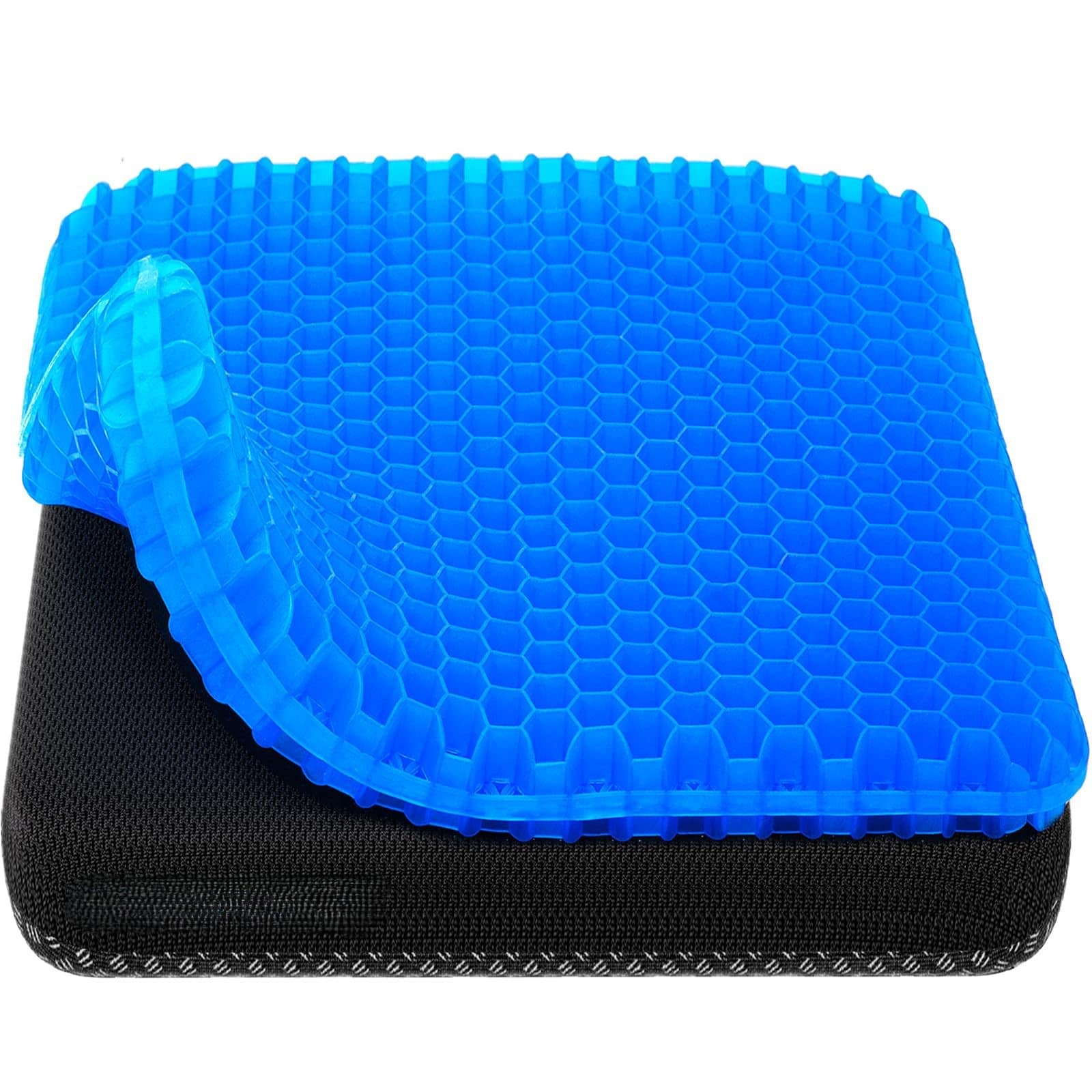 Afoxsos Gel Seat Cushion Large 18.9 x 17.7 x 1.6 Inch Honeycomb Design Breathable Double Layer for Office Chair Car Wheelchair 1 Piece