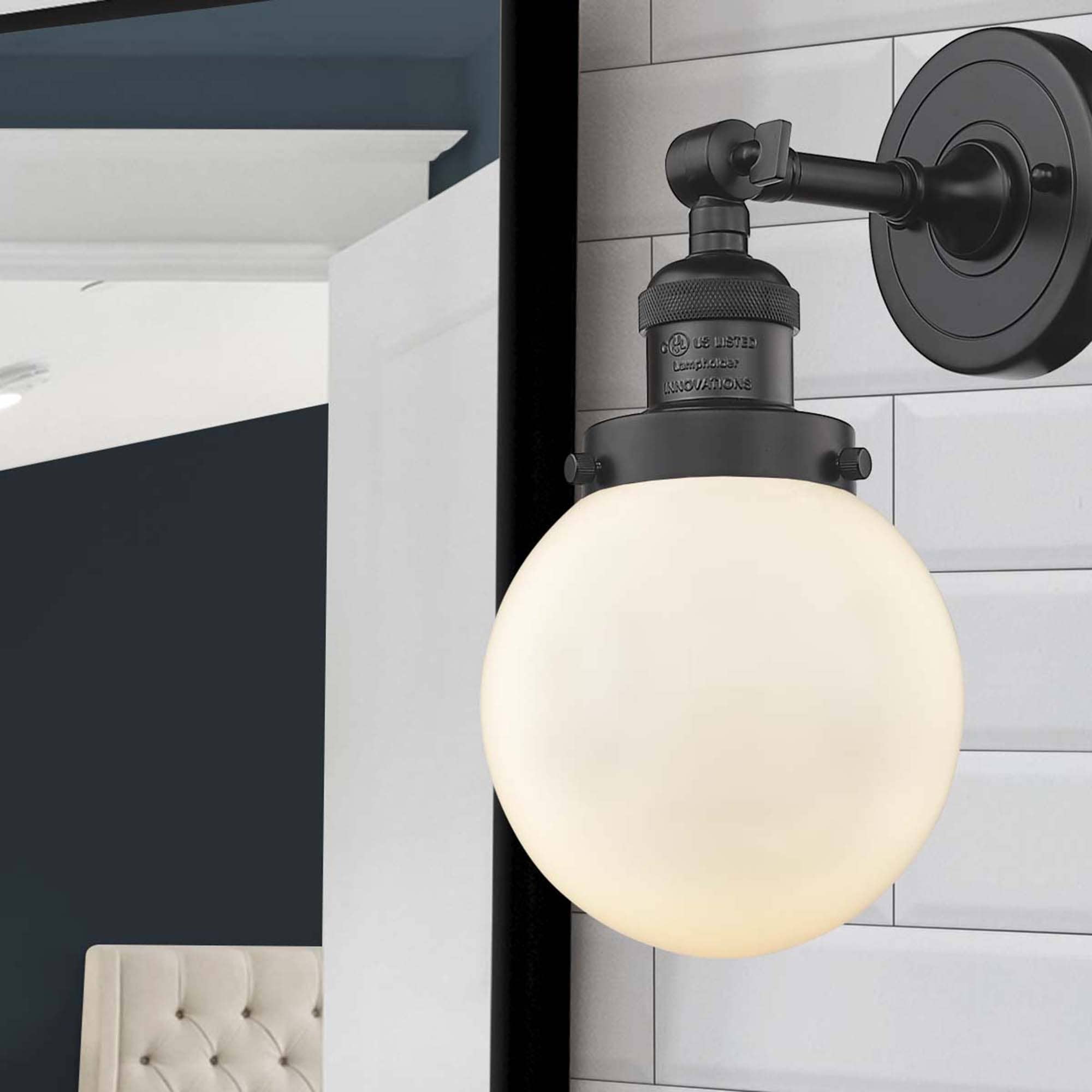 Innovations Lighting 203-OB-G201-6 Beacon 6-in W 1 -Light Oil-rubbed Bronze Industrial Wall Sconce