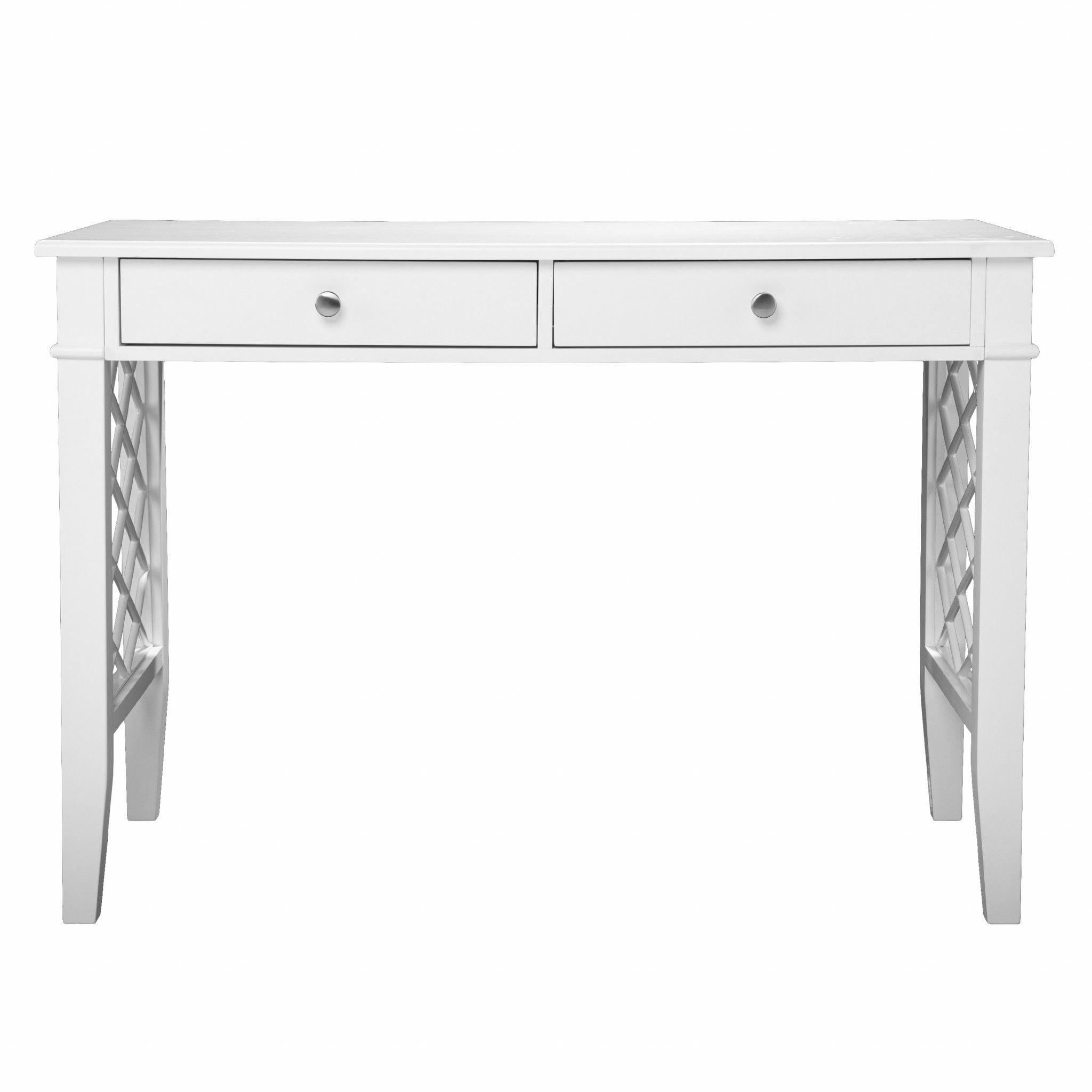 Slickblue 43 inch White Poplar Wood Writing Desk with Two Drawers and Spacious Surface for Home or Office