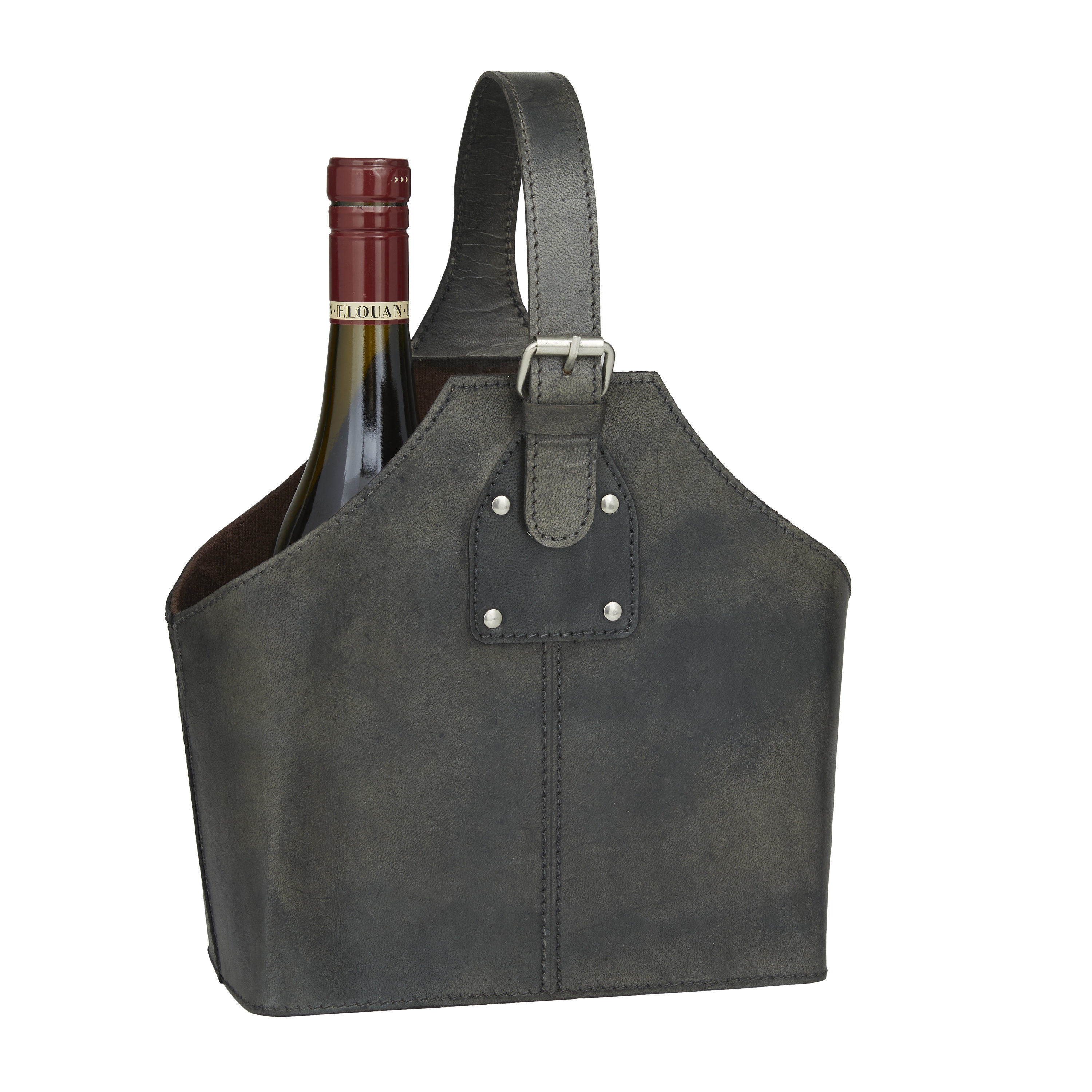 Wine rack with online leather straps