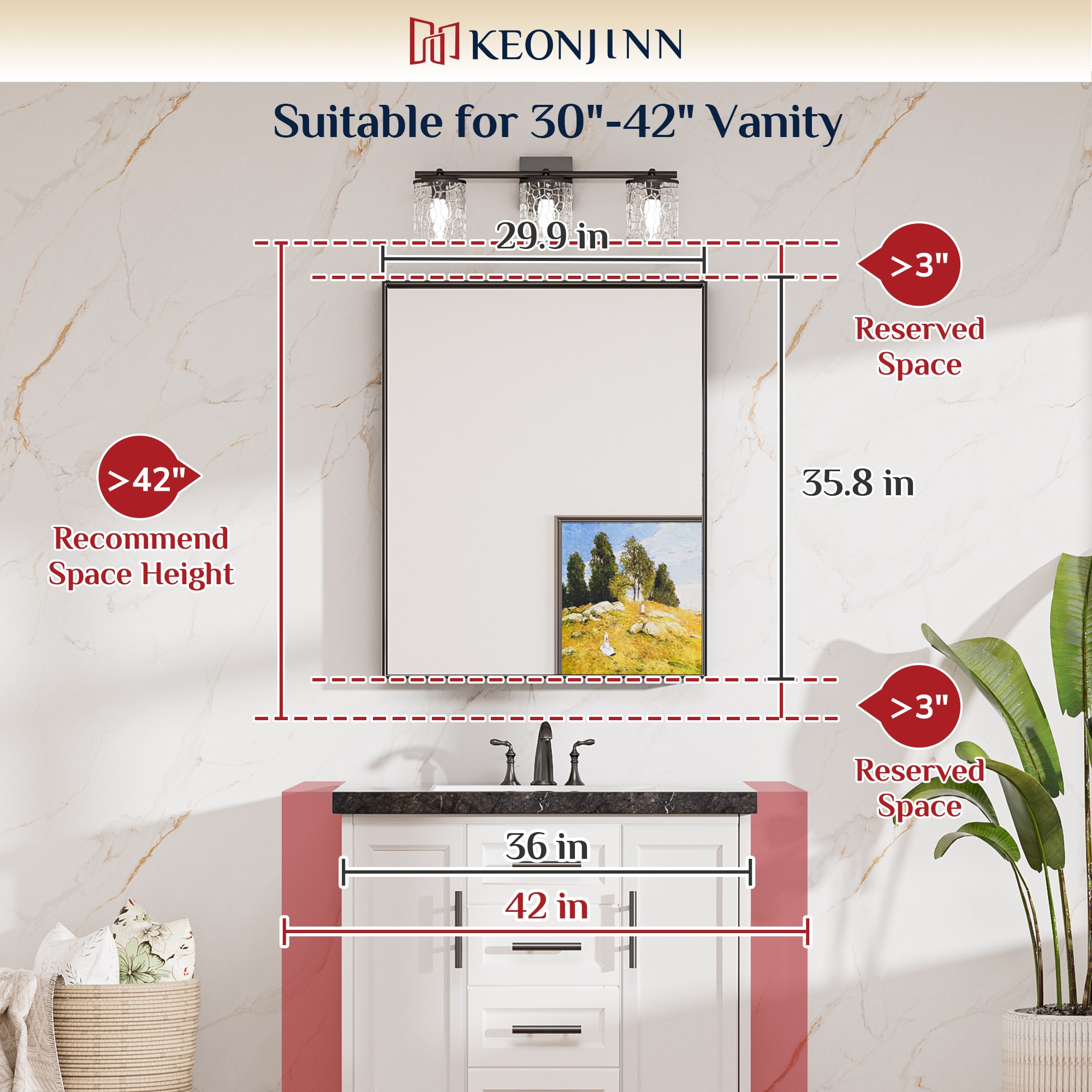 Keonjinn LW-JZ-JSKFJ-7691BK Decor-Mirrors - View #3