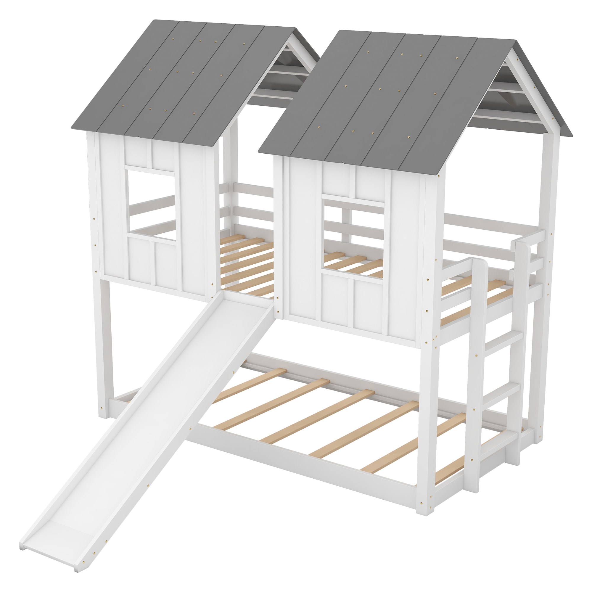 Qualler BWM000920K White Twin over twin Bunk Bed