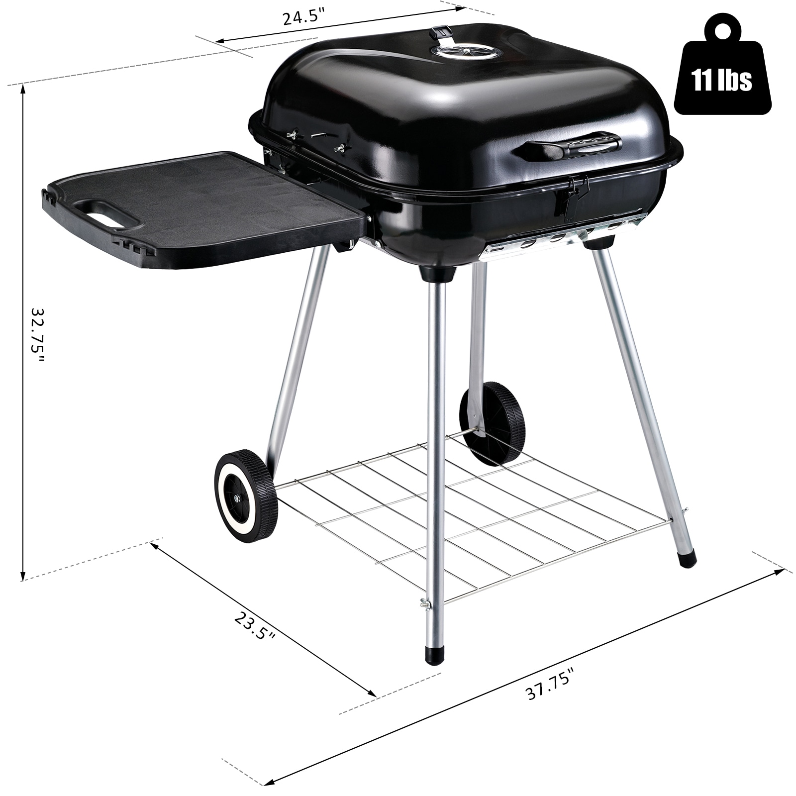 J&V Textiles BBQ Round Grill, 14 inch Portable Charcoal Grill, Lightweight Grill for Barbecue Party, Dual Vents for Temp & Charcoal Control