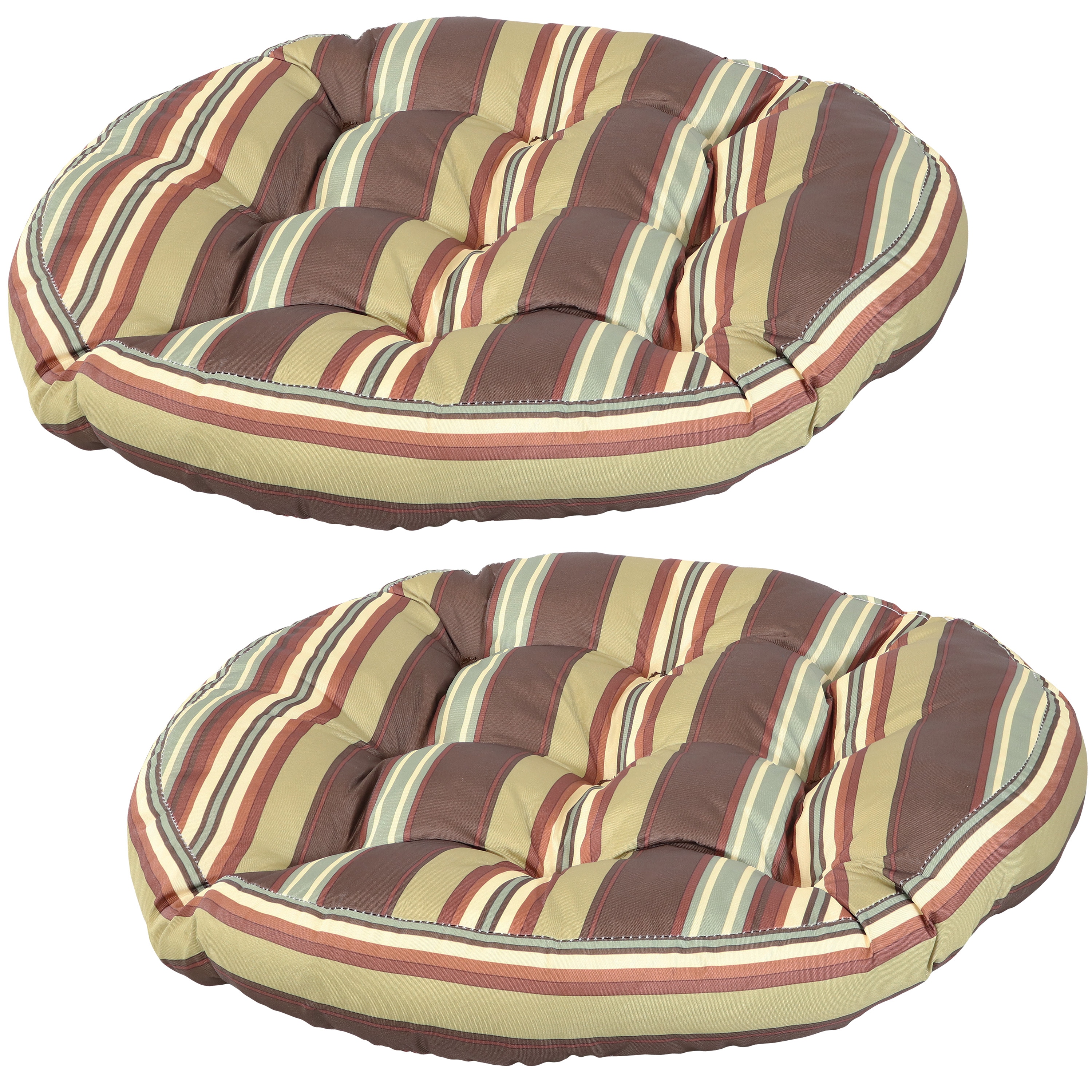 Sunnydaze Decor Outdoor Round Polyester Floor Cushion - Chocolate - Set of 2