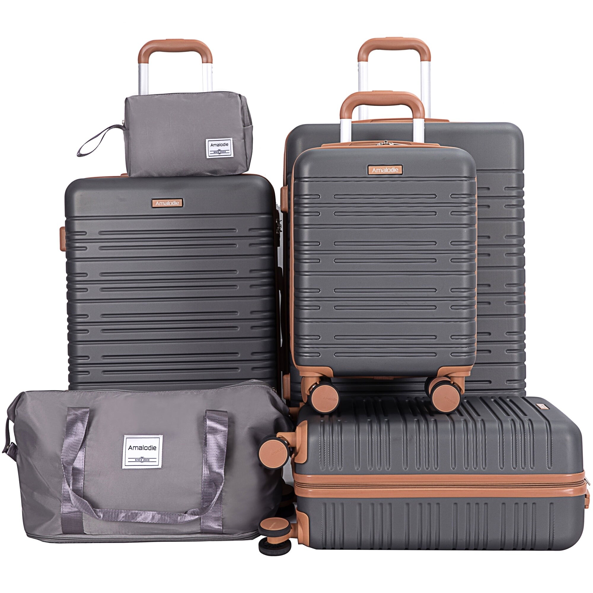 Bybafun 6 -Bag Hardshell 29.53x18.9x11.42 Plastic Gray Spinner Suitcase set