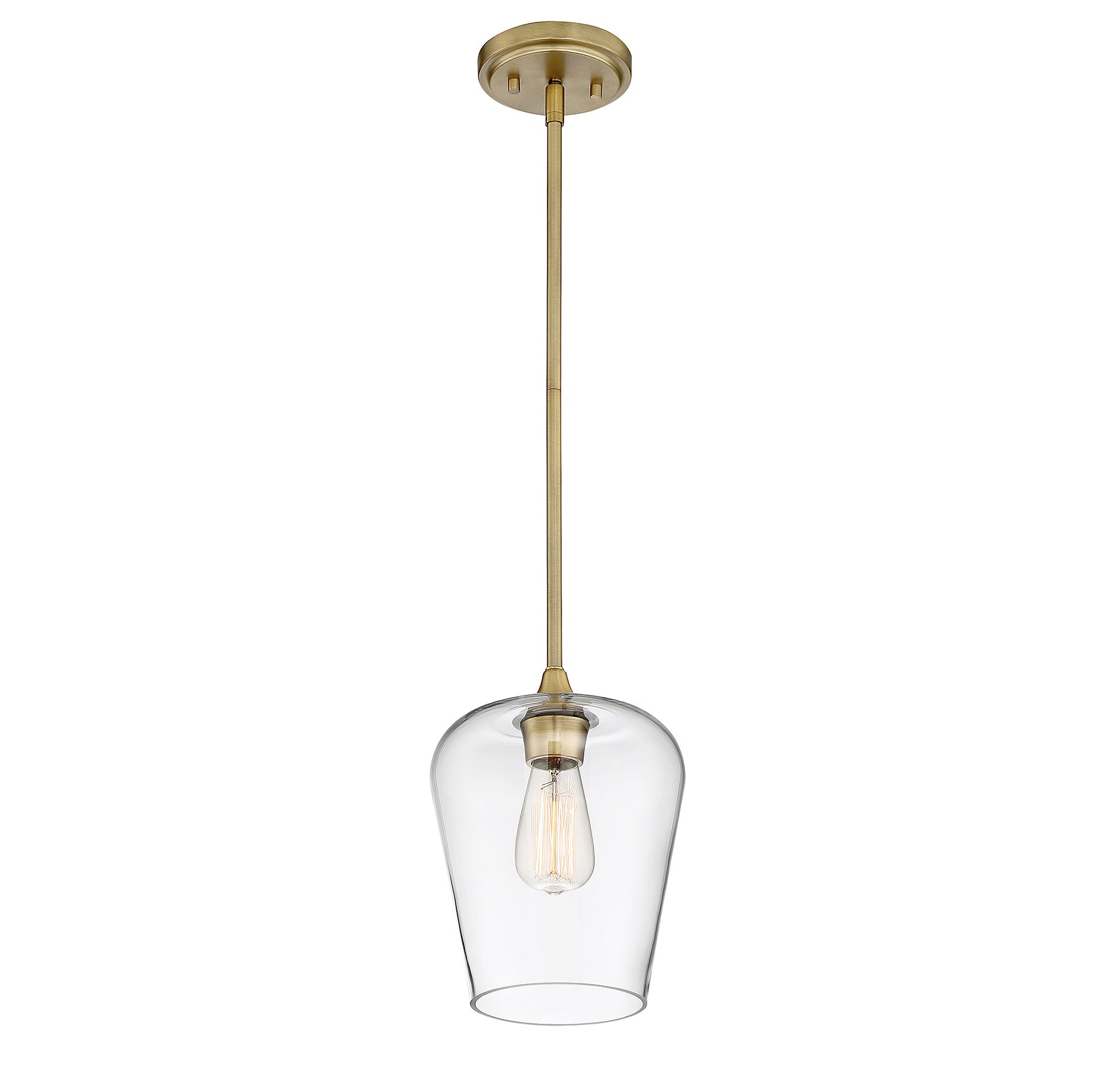 Octave Warm Brass Curved Glass Minimalist Pendant Light