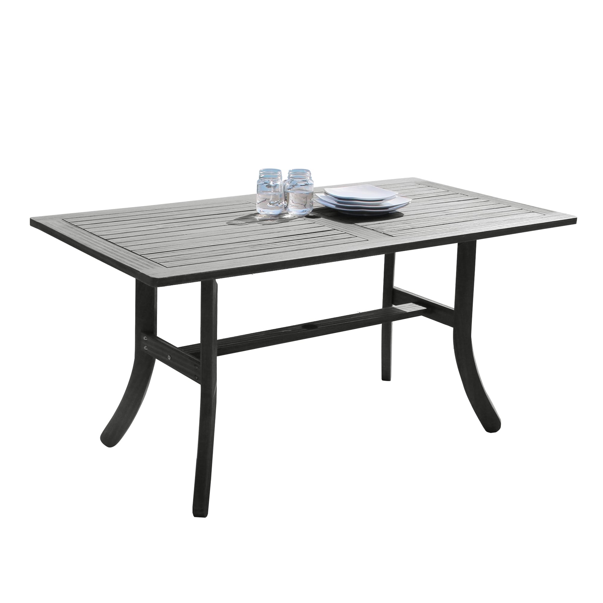 Clihome CB-V1300 Rectangular Dining Table Rectangle Outdoor Dining Table 31-in W x 59-in L with Umbrella Hole