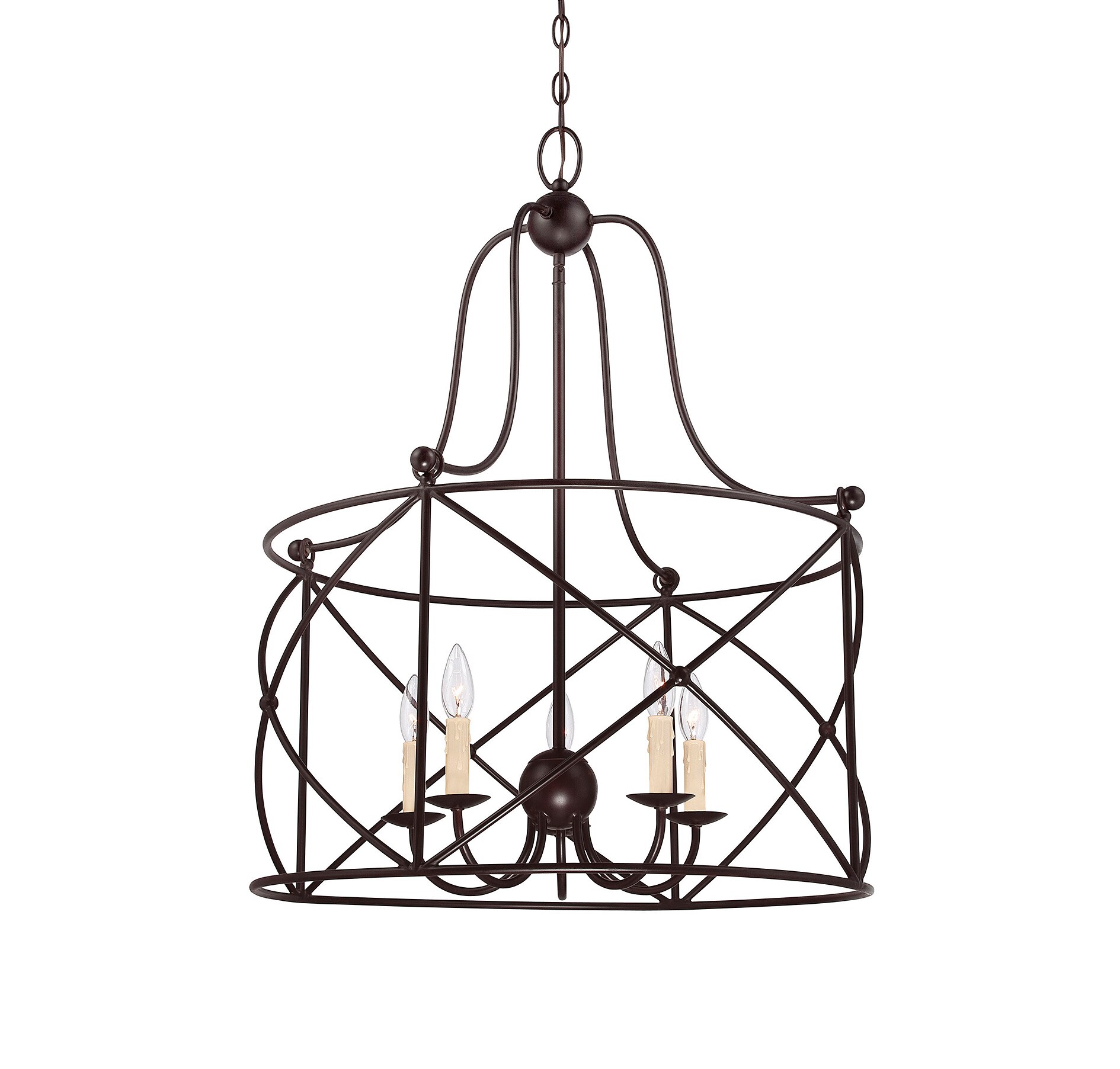 Savoy House 1-4072-5-13 Seneca 5 -Light English Bronze Transitional Geometric Large Hanging Pendant light