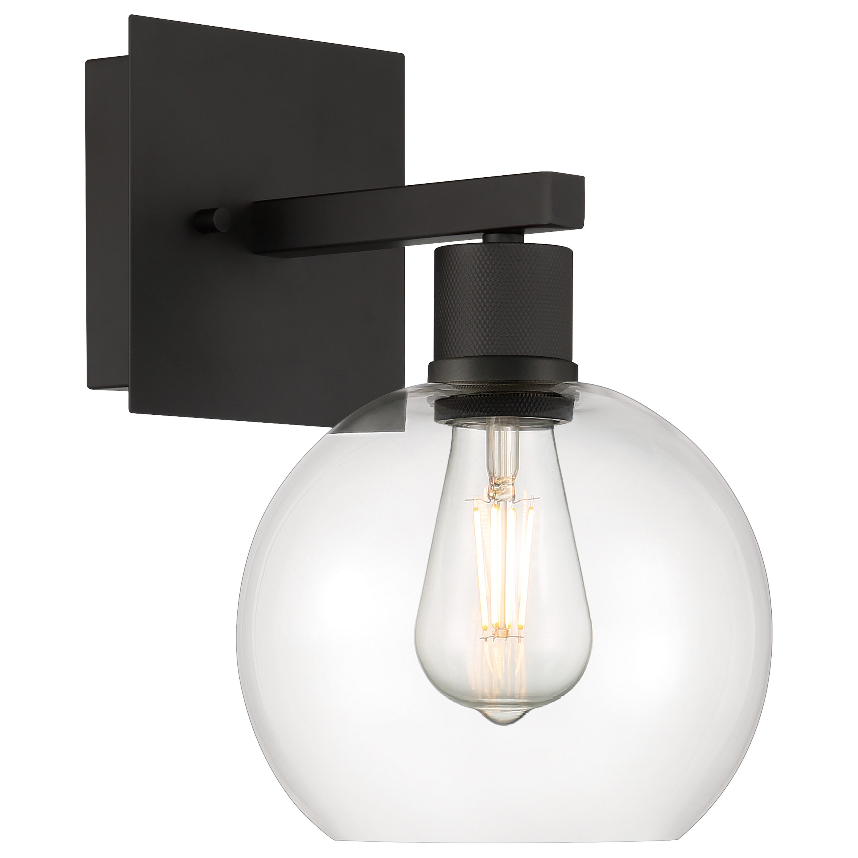 Access Lighting 63145LEDDLP-MBL/CLR Port Nine 7.5-in W 1 -Light Matte Black Transitional Wall Sconce
