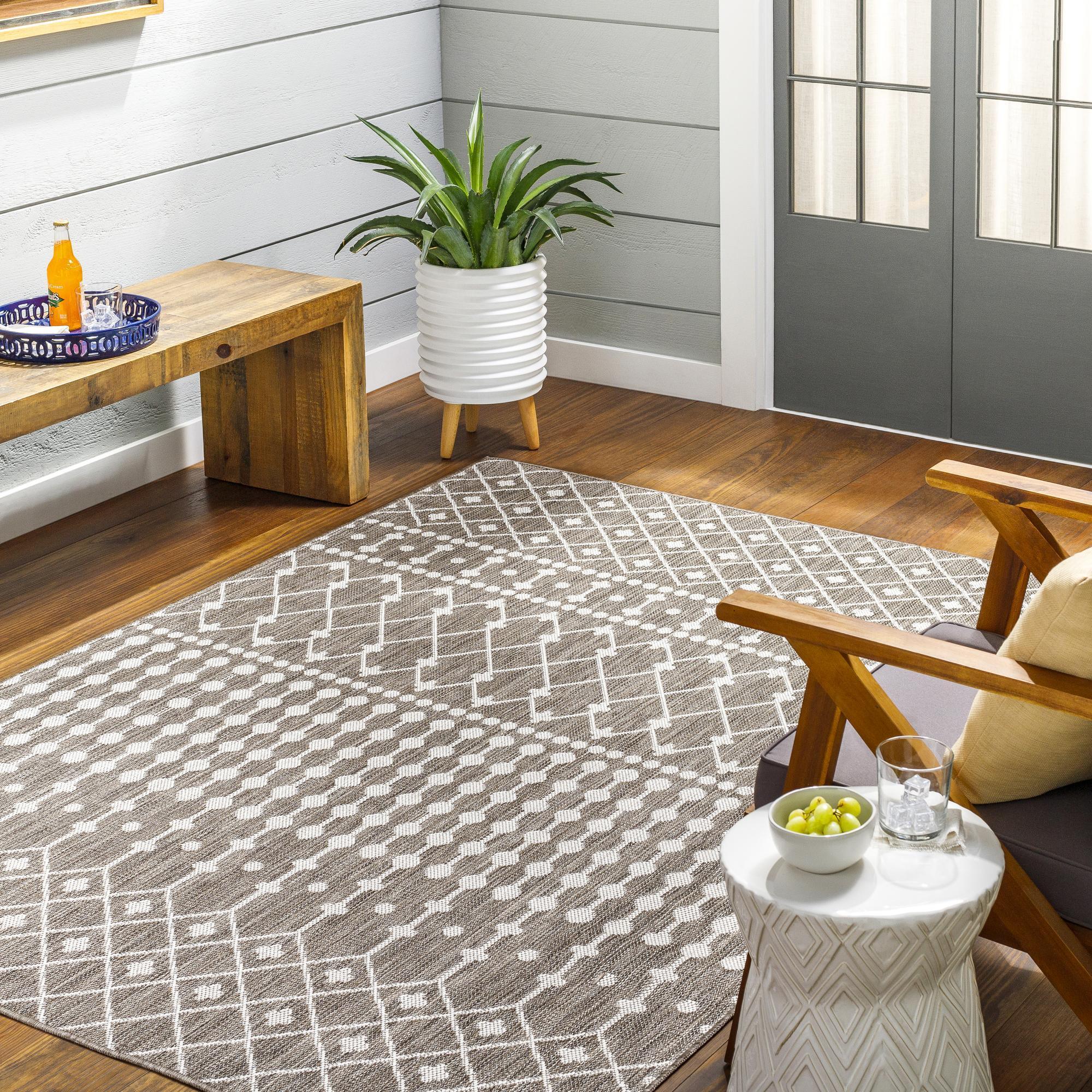 Livabliss LBH2327-71010 Long Beach 8 x 10 (ft) Polypropylene Taupe/Brown Rectangular Outdoor Tribal Moroccan Area rug