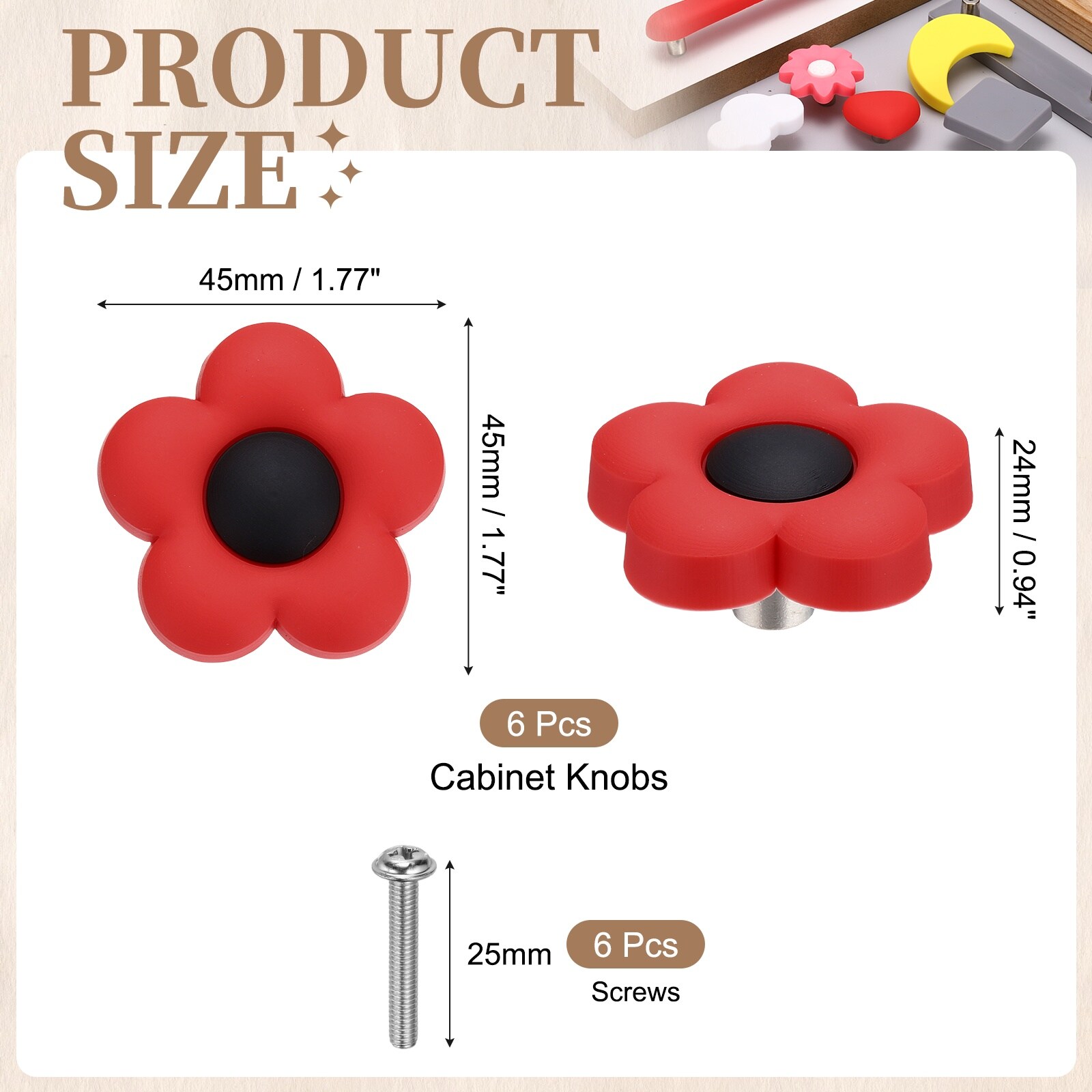cute dresser drawer knobs Unique Bargains 6pcs Cabinet Flower Soft Rubber Cabinet Handle Silicon Pulls with Screws Cartoon Knob for Decoration It can effectively absorb Size:40W X 34L Nursery dresser sizeFilter-16 Gothic Black Lace Wedding