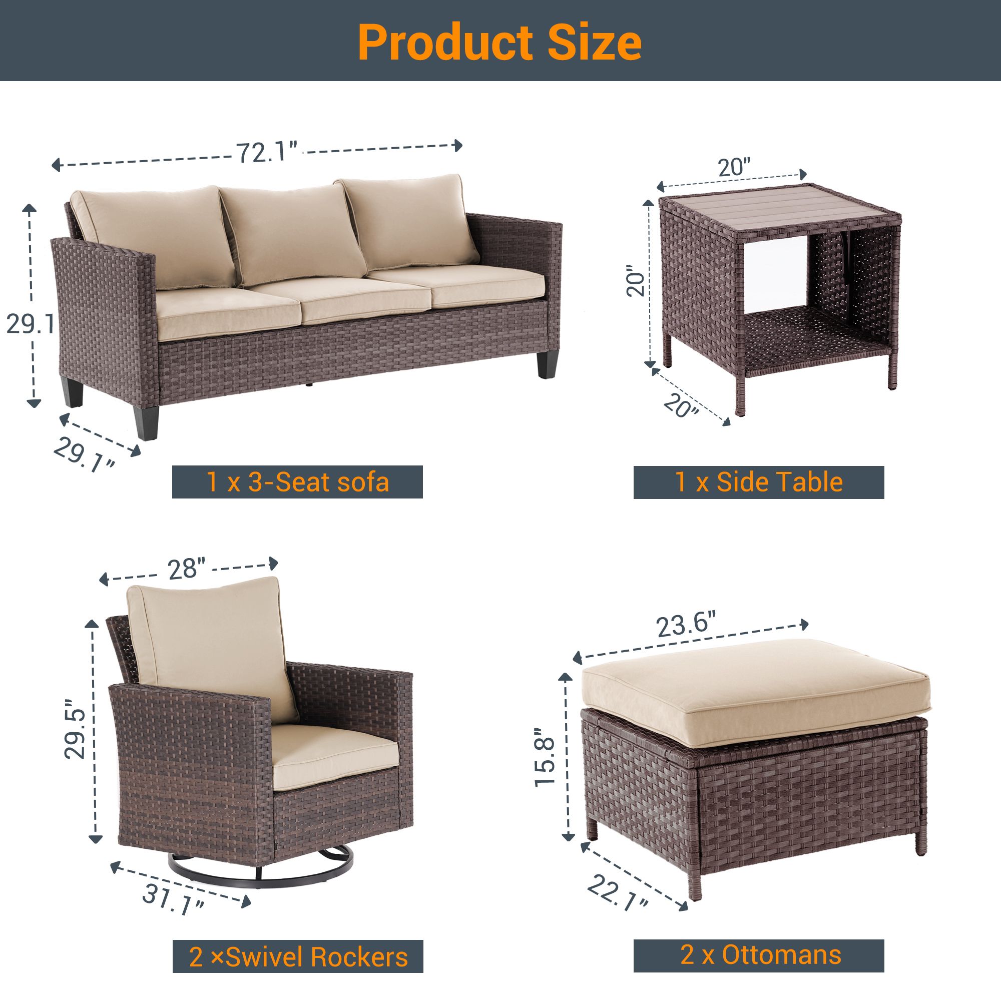 Sonkuki SD-AB-HOG-952RT3 Patio-Conversation-Sets - View #2