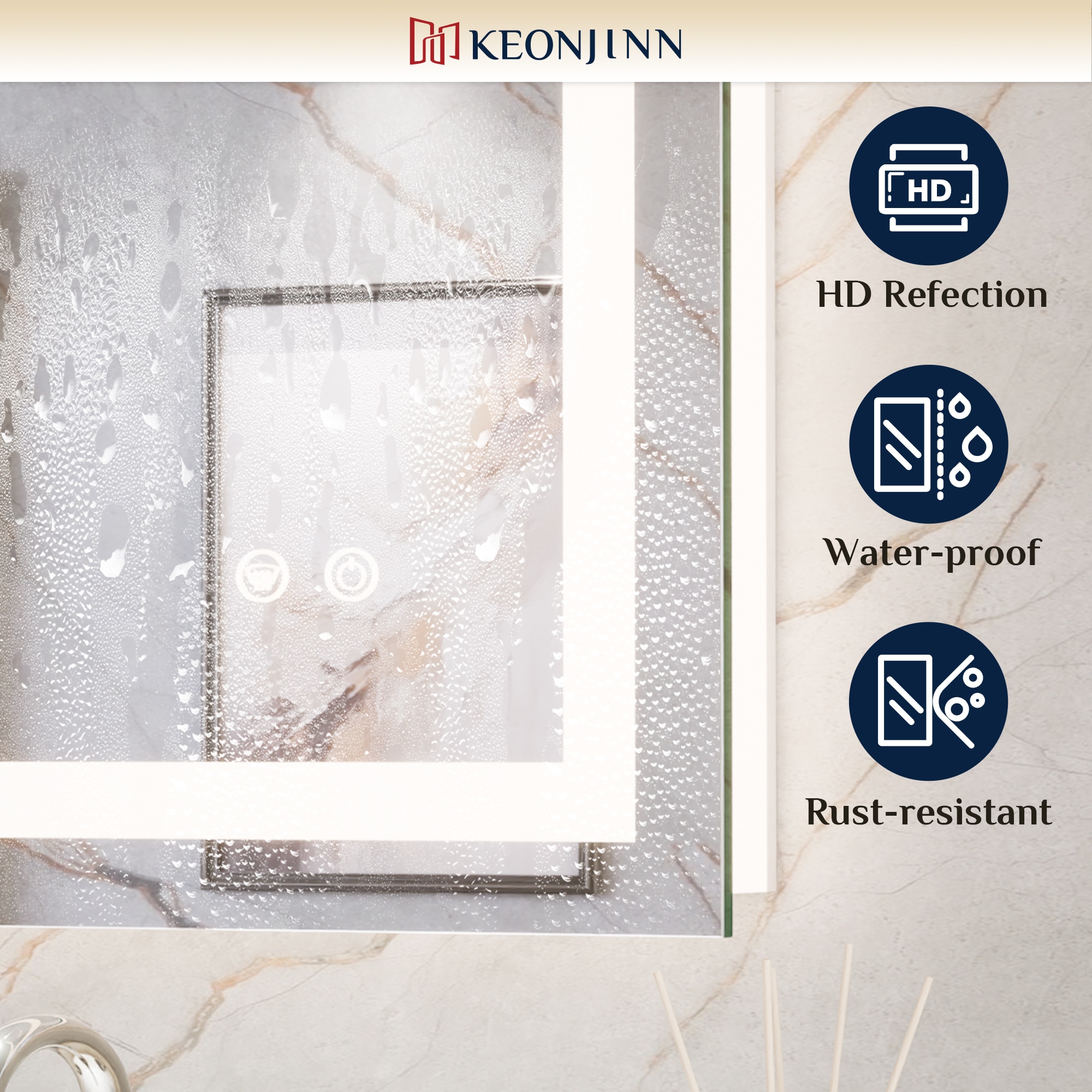 Keonjinn LW-ZBGFXFJ-6176F Framed-Bath-Mirrors - View #7