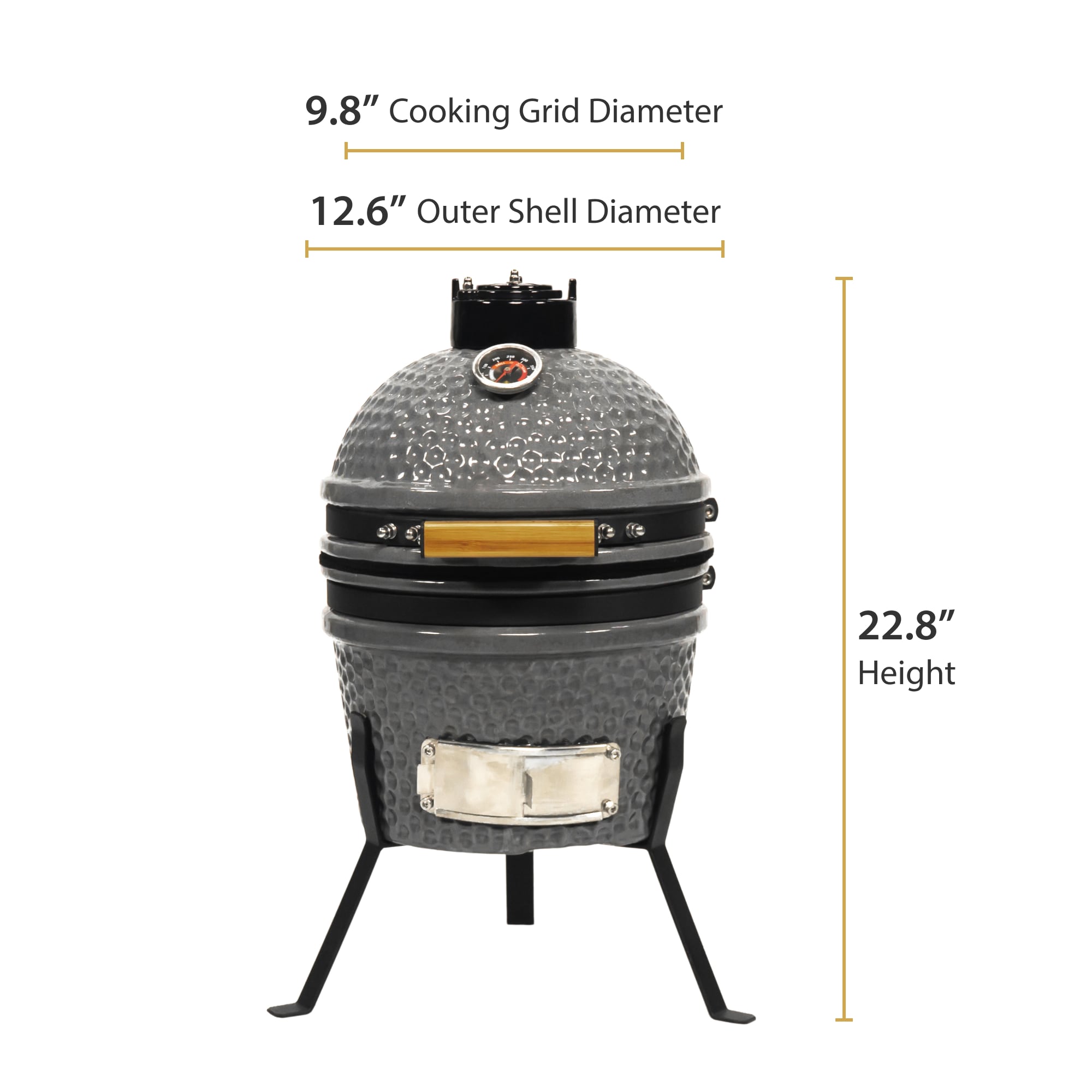 VESSILS MY13TT001 9.8-in W Gray Kamado Charcoal Grill in the Charcoal  Grills department at