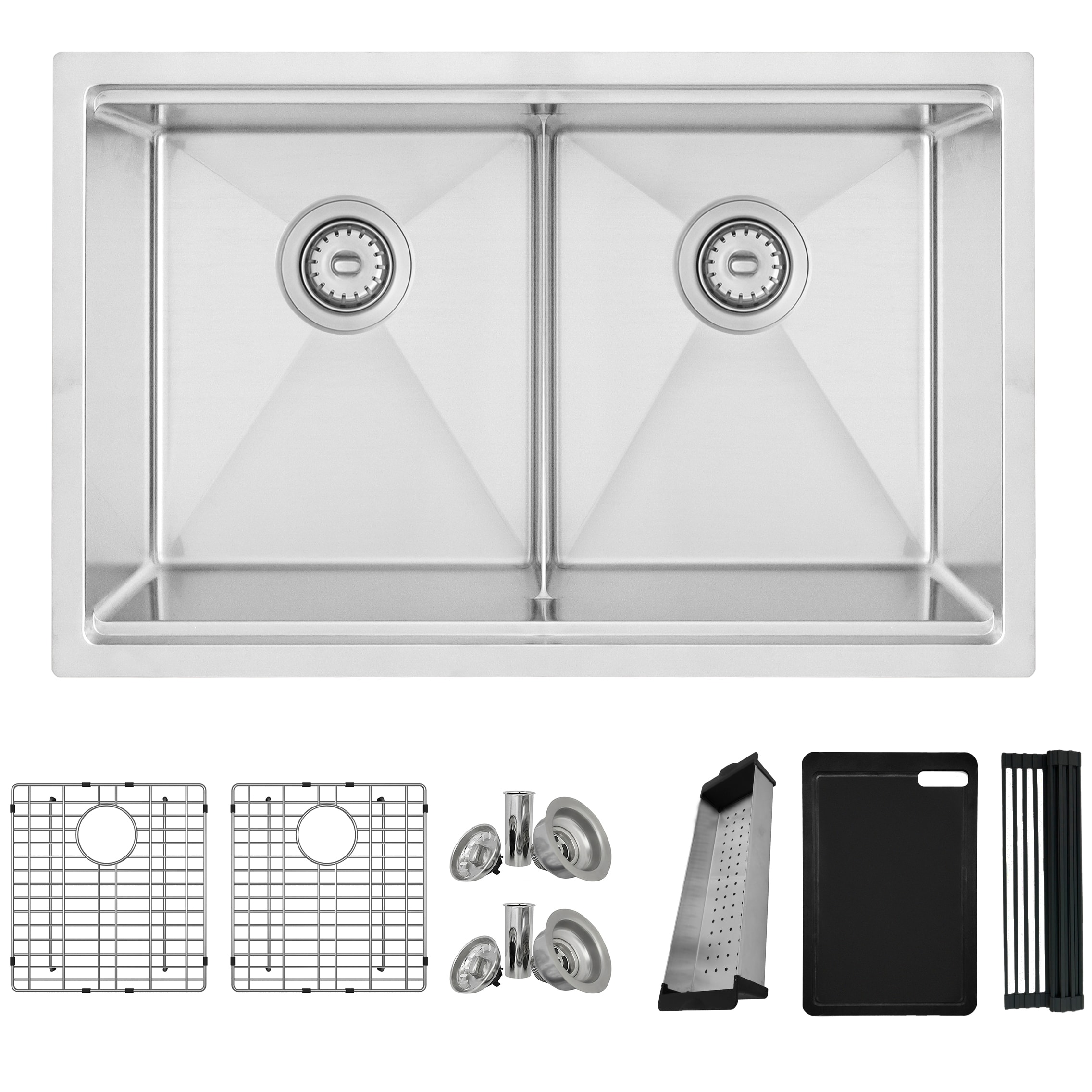 Stylish S-230W Completo Drop-in or undermount 30-in x 19.12-in Stainless steel Double equal bowl 16 -Gauge Workstation Kitchen Sink
