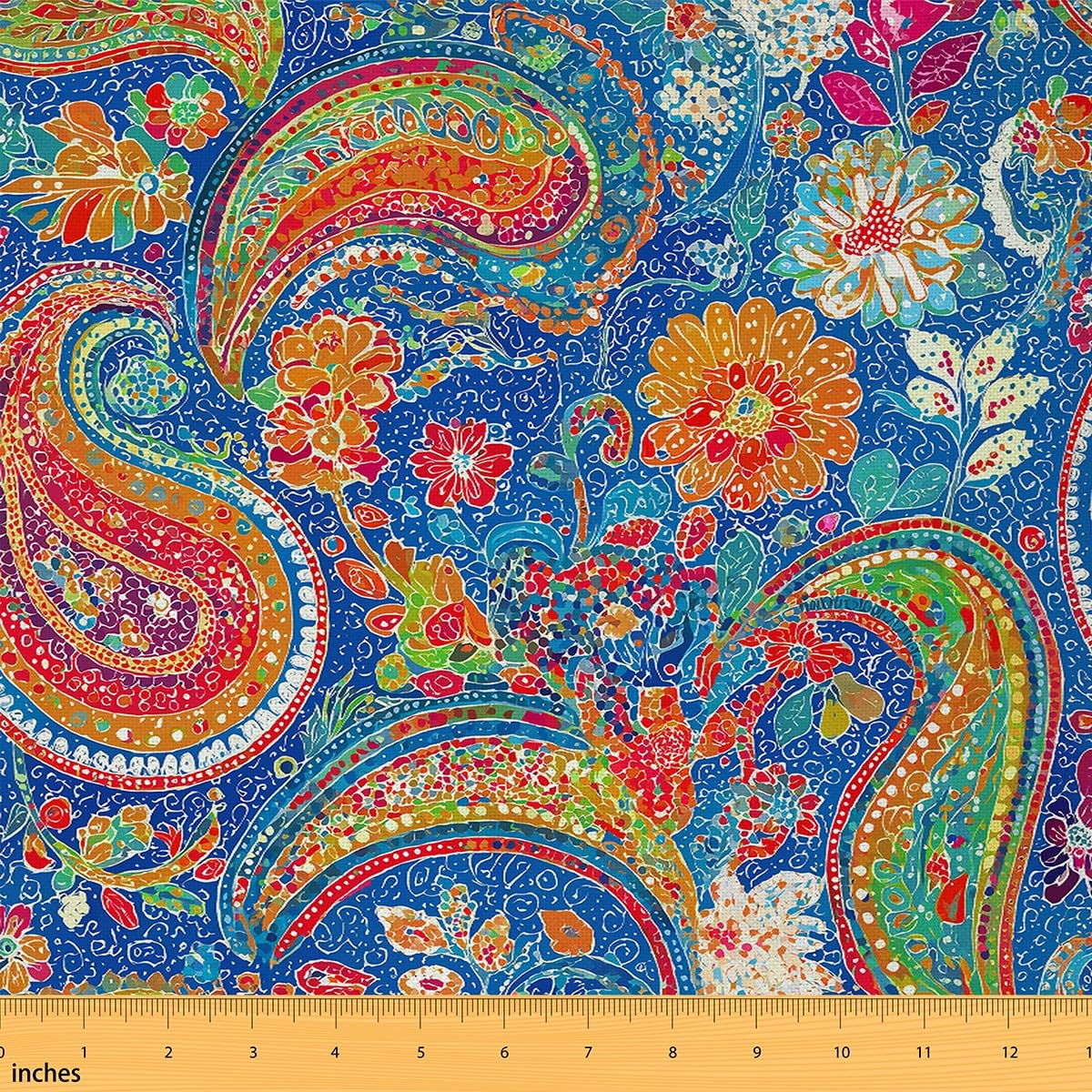 Adrinfly  Boho by The Yard Paisley Floral Upholstery Fabric Colorful Retro Decorative Mandala Outdoor Fabric Exotic Flower DIY Art Waterproof 2