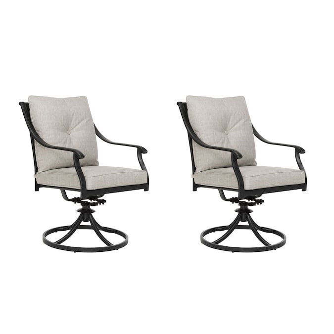 Style Selections Elliot Creek Set Of 2 New Slate Metal Frame Swivel Rocking Chair S With Gray Olefin Cushioned Seat In The Patio Chairs Department At Com - Cushioned Swivel Rocker Patio Chairs