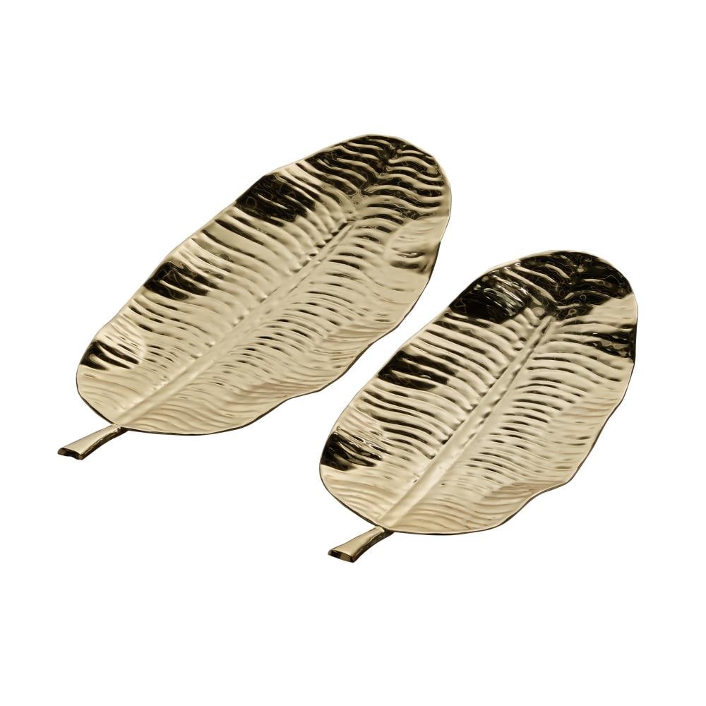 The Novogratz 91015 2-Pack Gold Metal Modern Decorative Tray