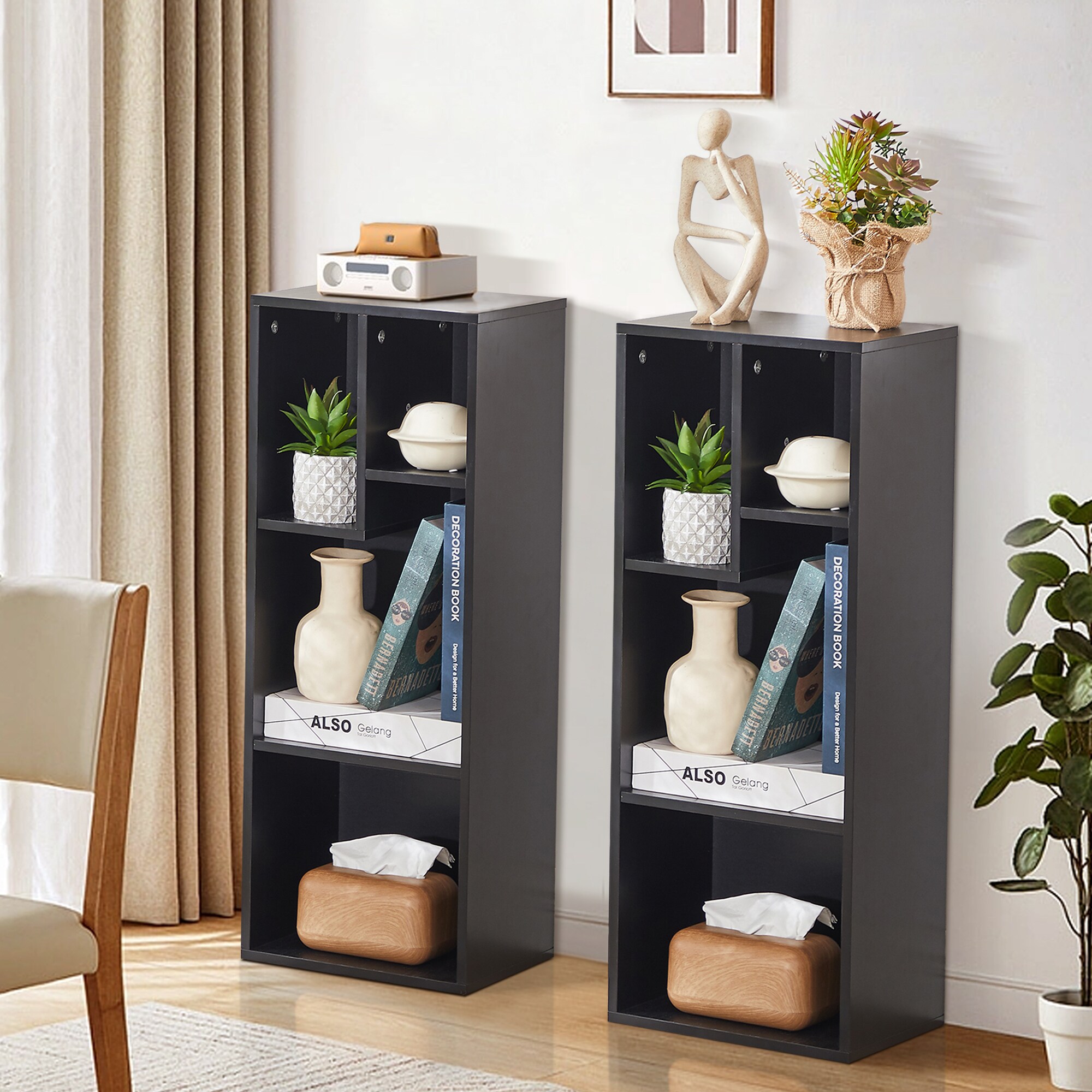 Vecelo LOE-B07-BLK bookcases - View #7