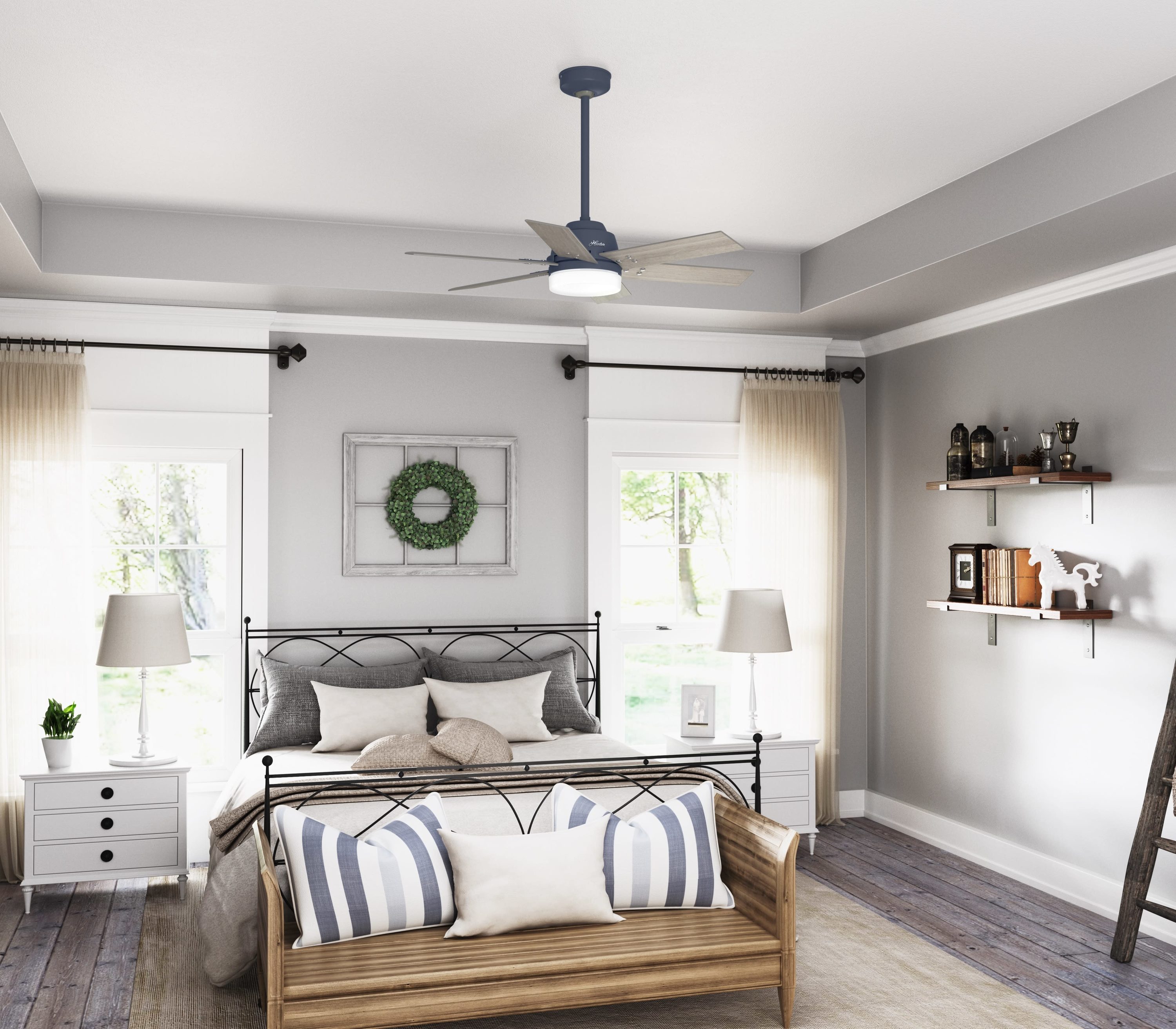 Indigo Blue 44" Pacer 6-Blade Ceiling Fan with LED Light and Remote