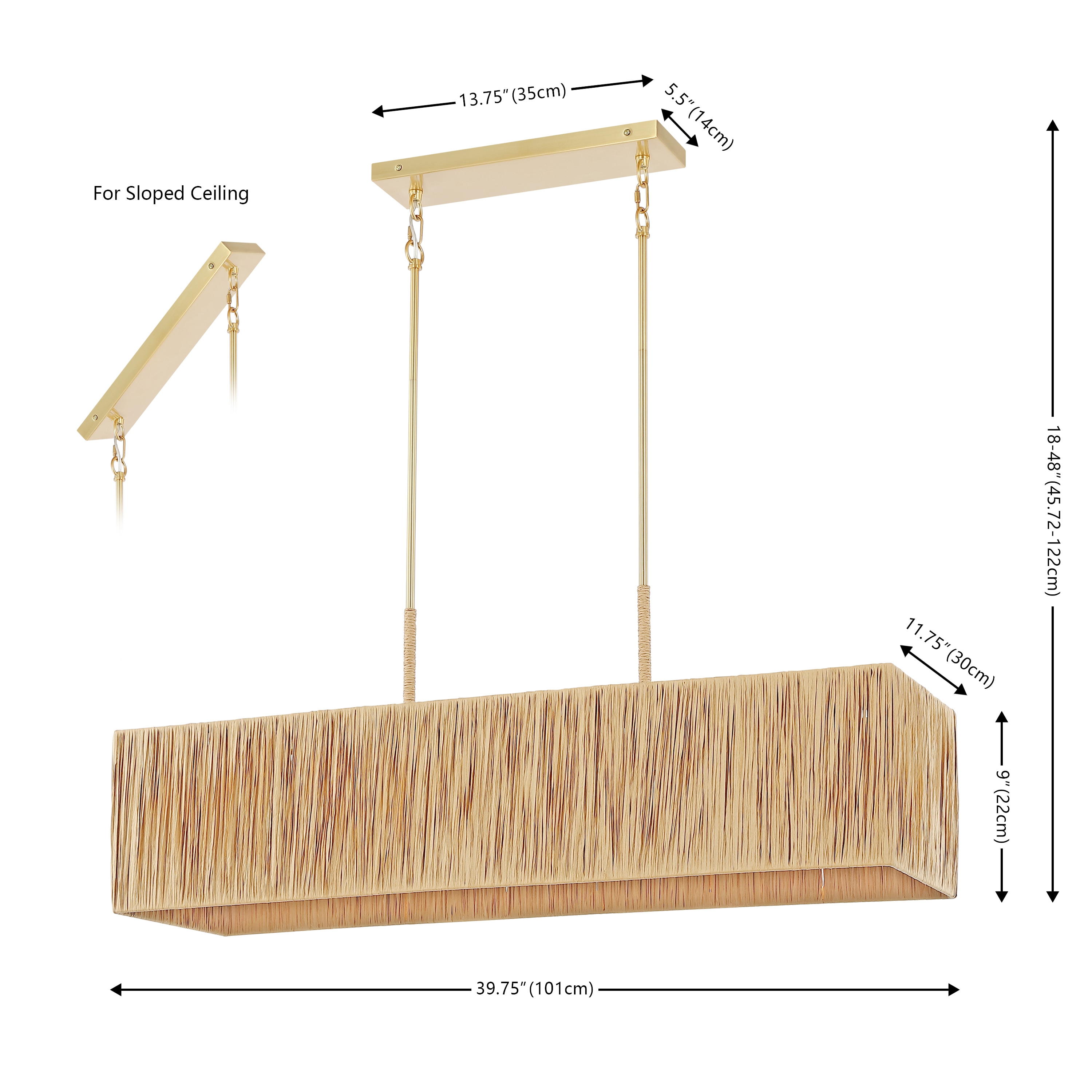 Amangiri Natural and Gold 5-Light LED Pendant with Brass Accents