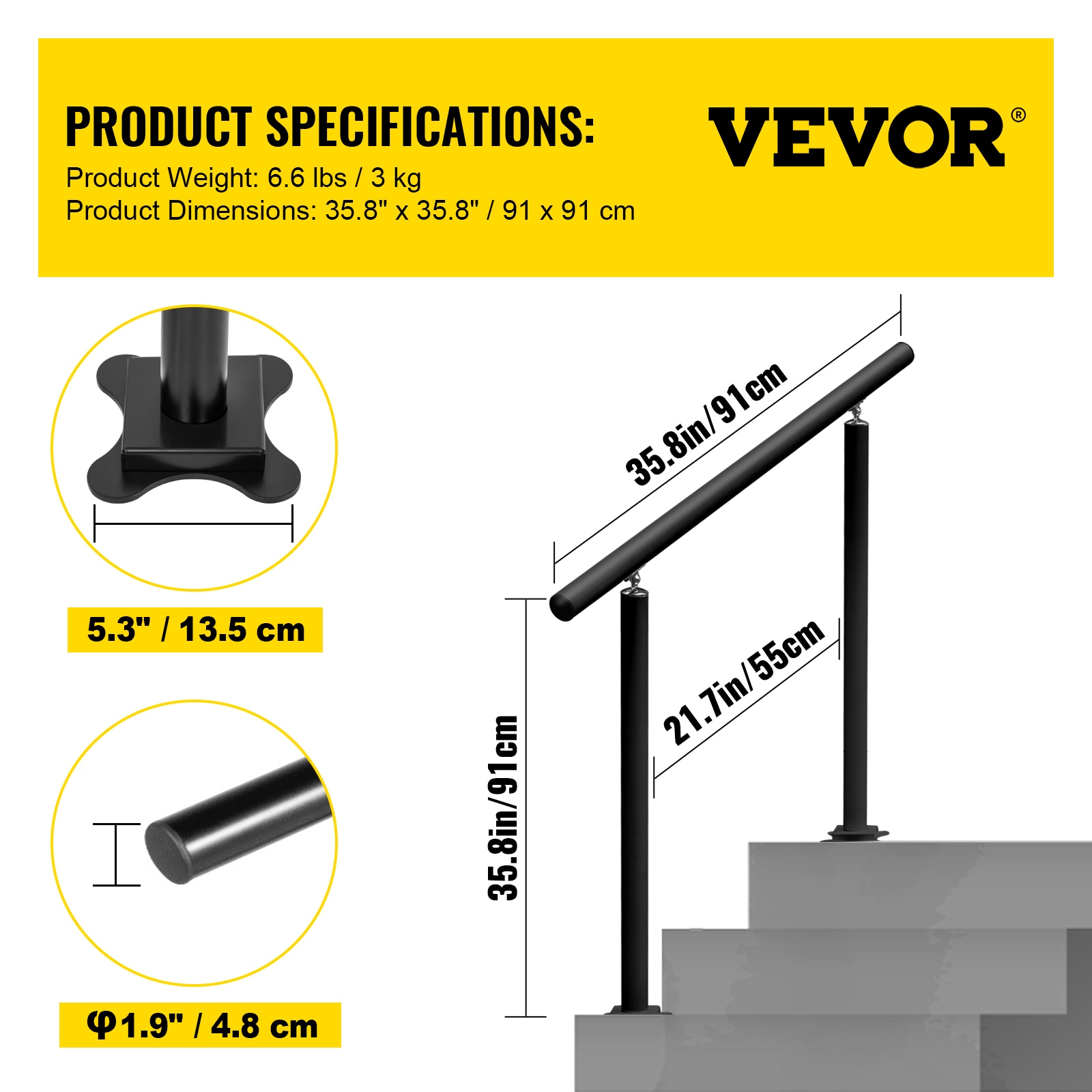 VEVOR LZLTFS3YCYGHSDLZ1V0 Interior-Stairpart-Railing - View #8