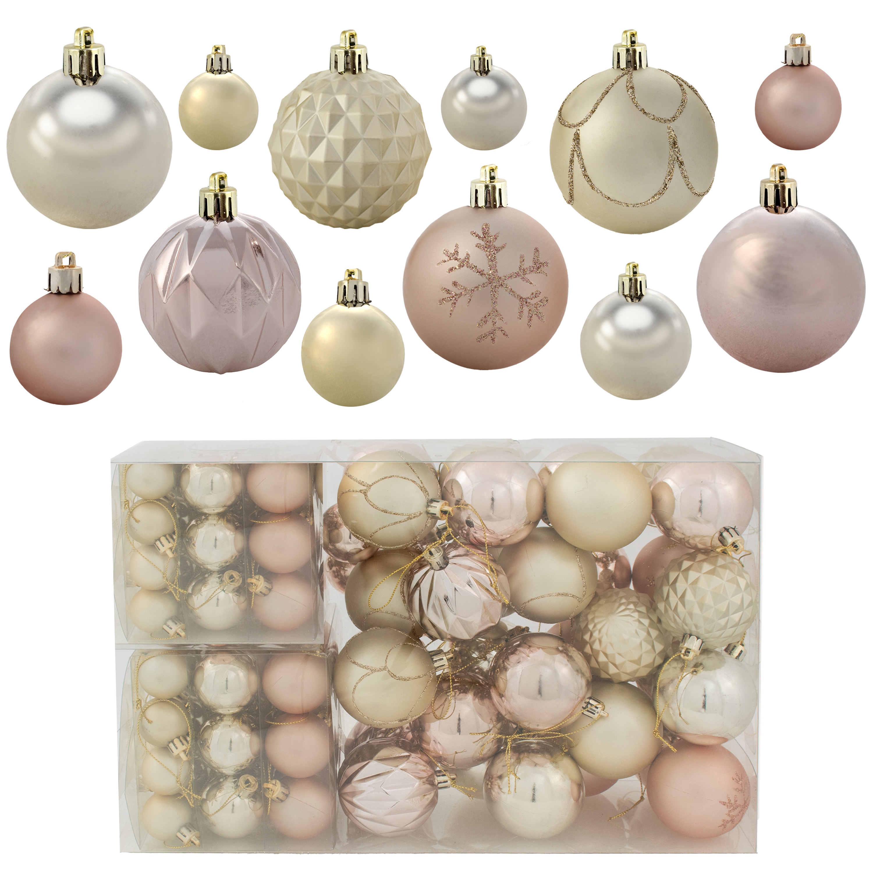Sunnydaze Decor SME-9401 100 -Pack Gold (assorted) Indoor Ornament set Shatterproof