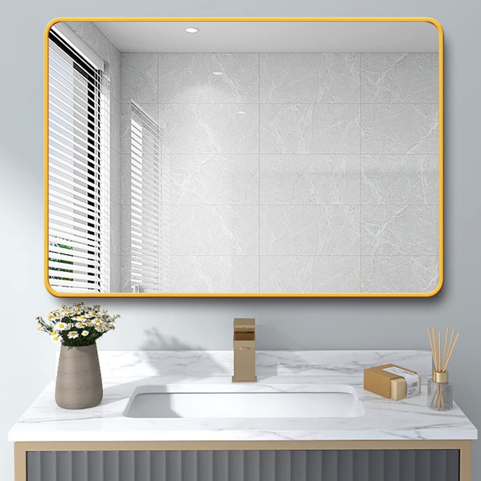 Kahomvis YO-QPW9-4977 Framed-Bath-Mirrors - View #6