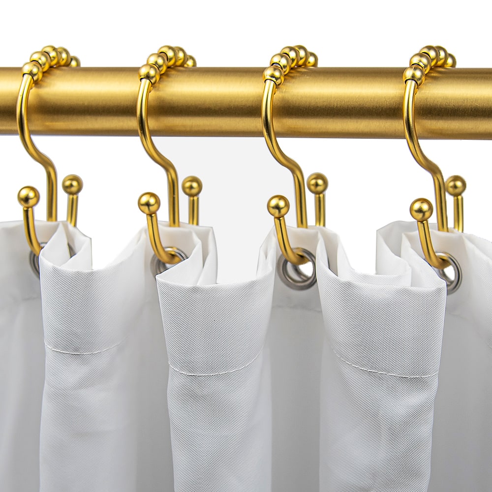 allen + roth Brushed Gold Stainless Steel Double Shower Curtain