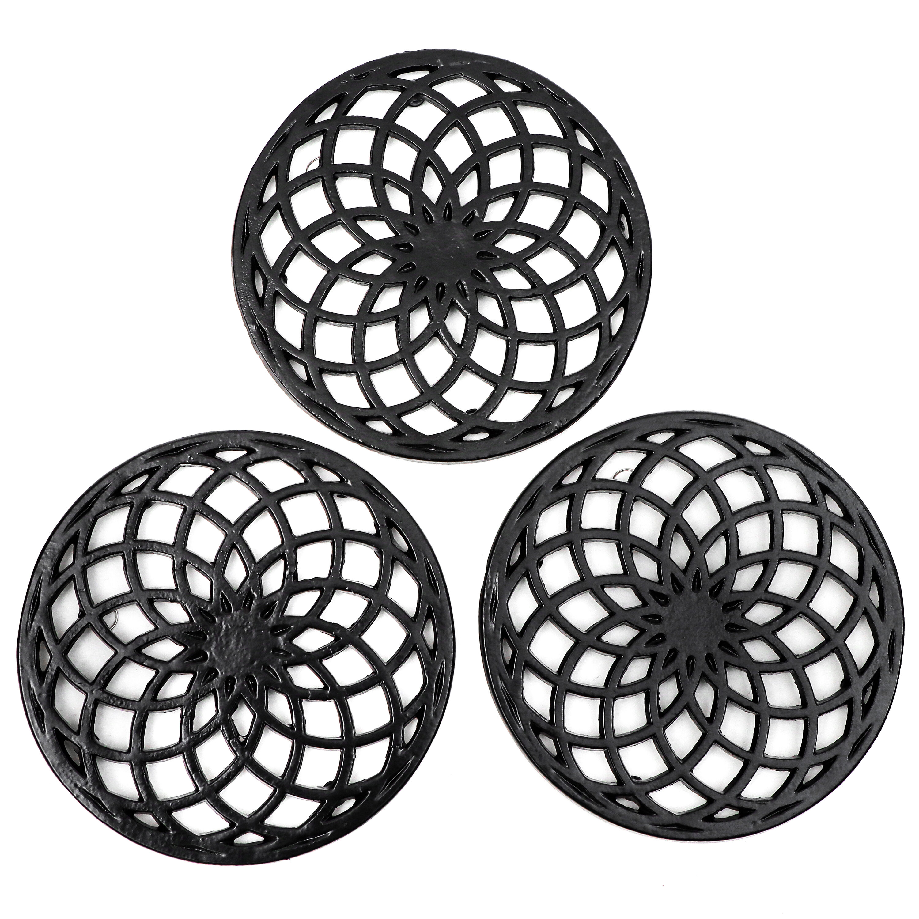 Trademark Innovations 3-Pack Black Metal Round Trivet(s) in the ...