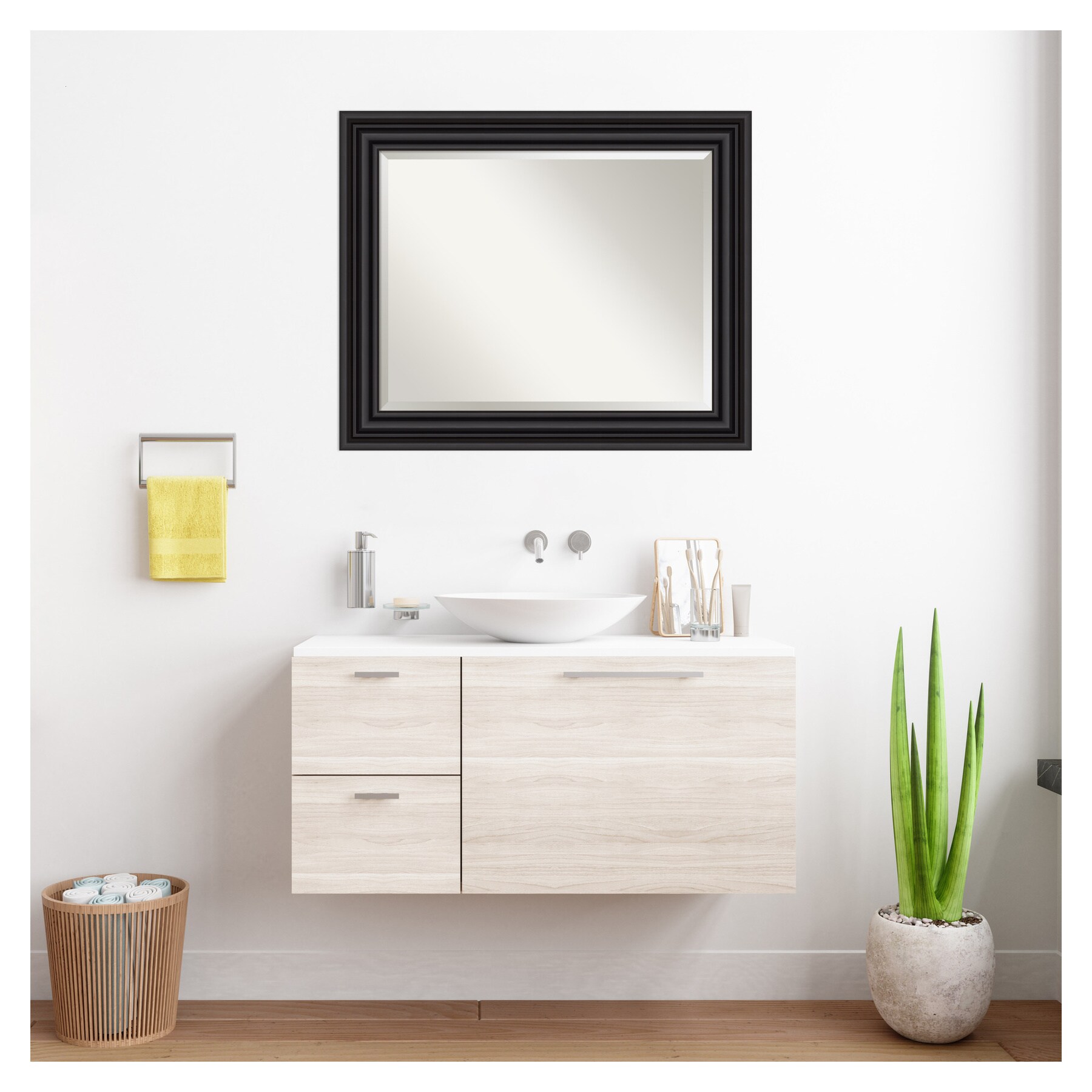 Colonial Black Rectangular Polystyrene Bathroom Vanity Mirror