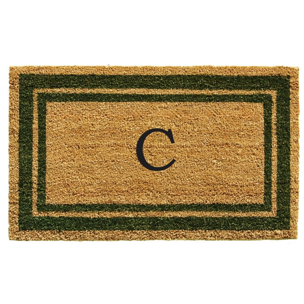 Callowaymills 153041830C 1-1/2-ft x 2-1/2-ft Natural/Sage Green Coir/Vinyl Rectangular Indoor or Outdoor Decorative Door Mat